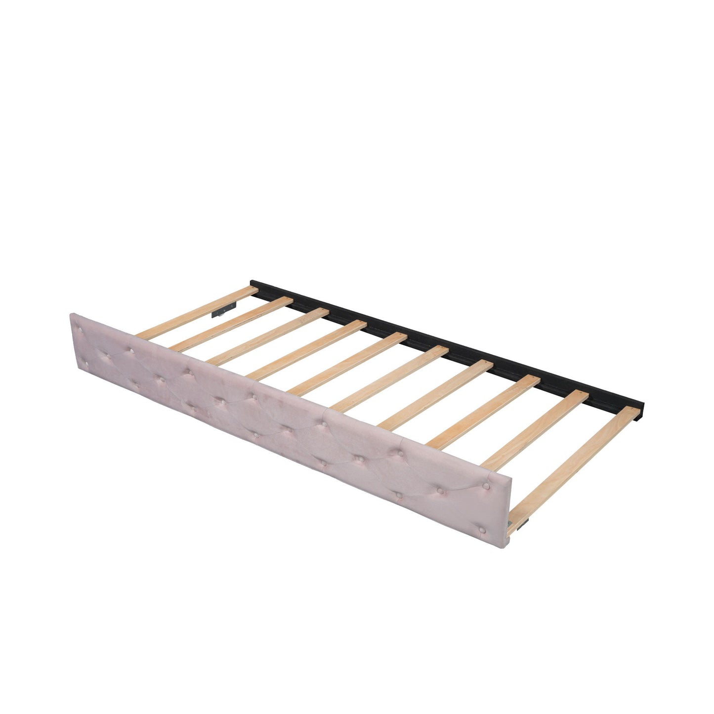 Twin Size Upholstered Tufted Daybed With Trundle - Pink
