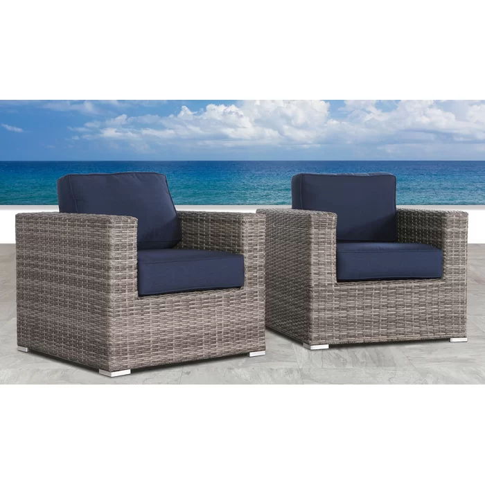 Club Chair (Set of 2) - Brown Gray / Navy Blue