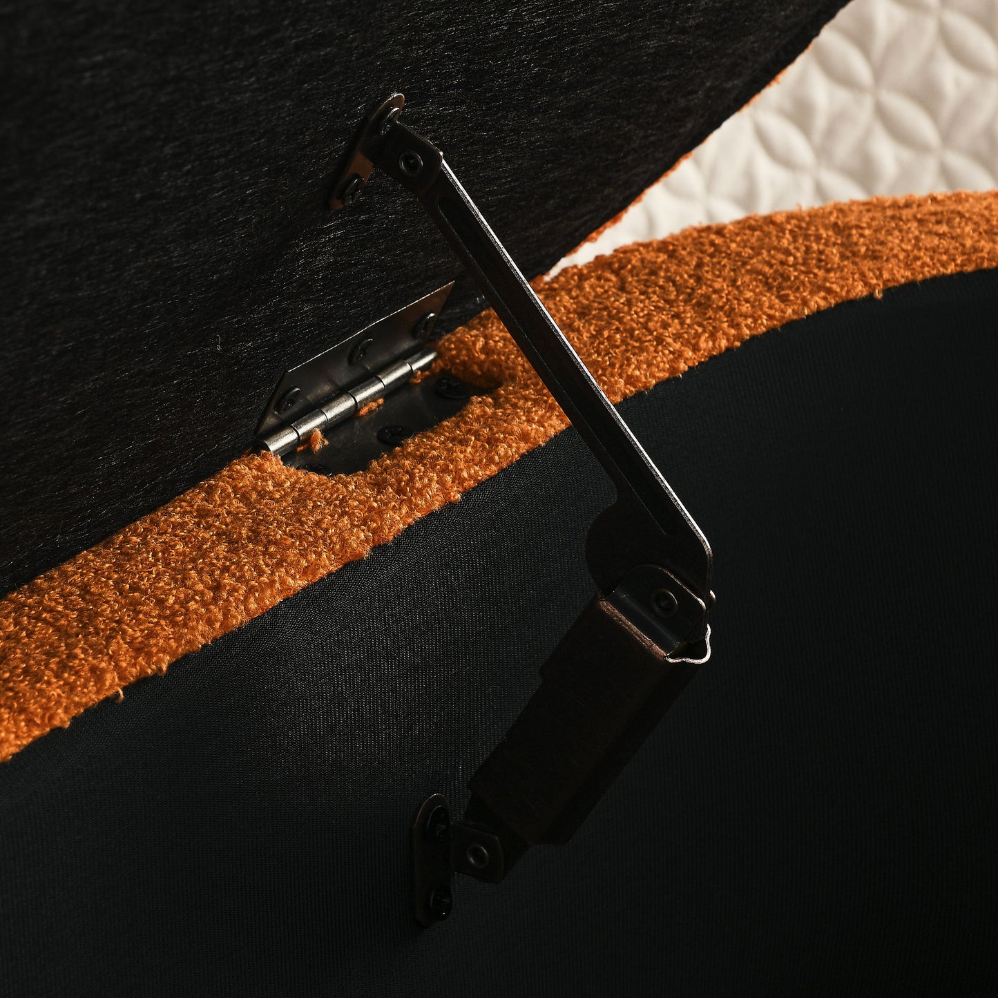 Stylish Ottoman Oval Storage Bench With Rubber Wood Legs - Orange