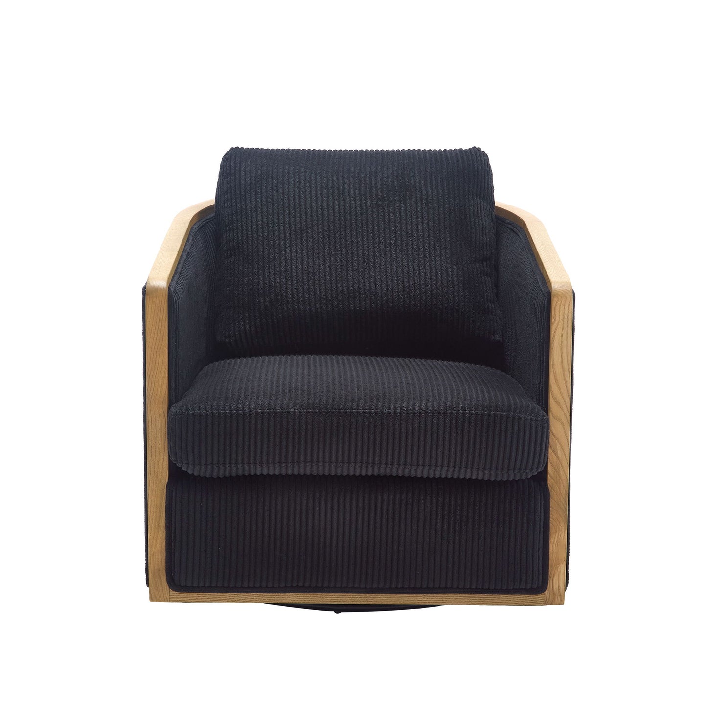 Swivel Barrel Chair, Comfortable Accent Sofa Chair, 360 Degree Swivel - Black