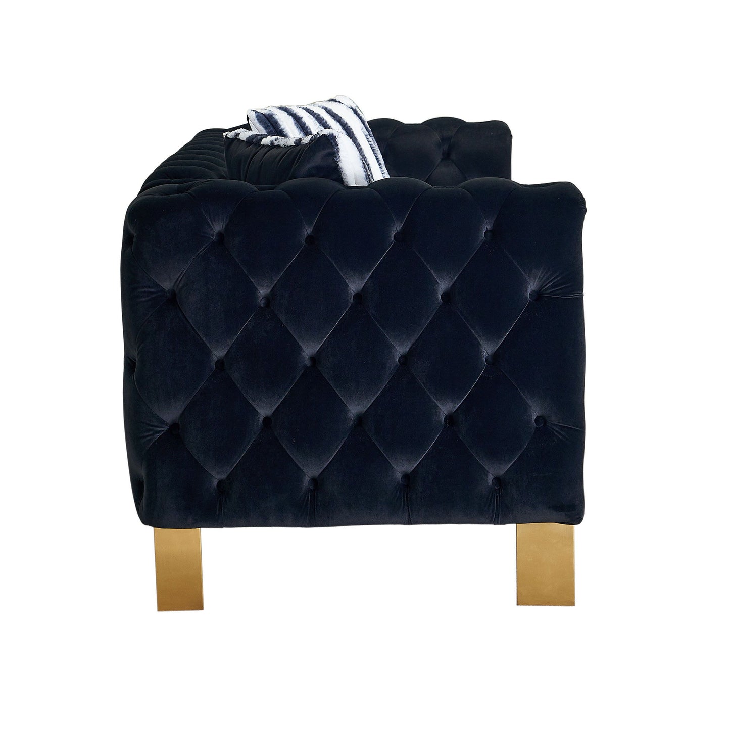 Chesterfield - Modern Tufted Velvet Living Room Sofa, 84.25''W Couch - Black