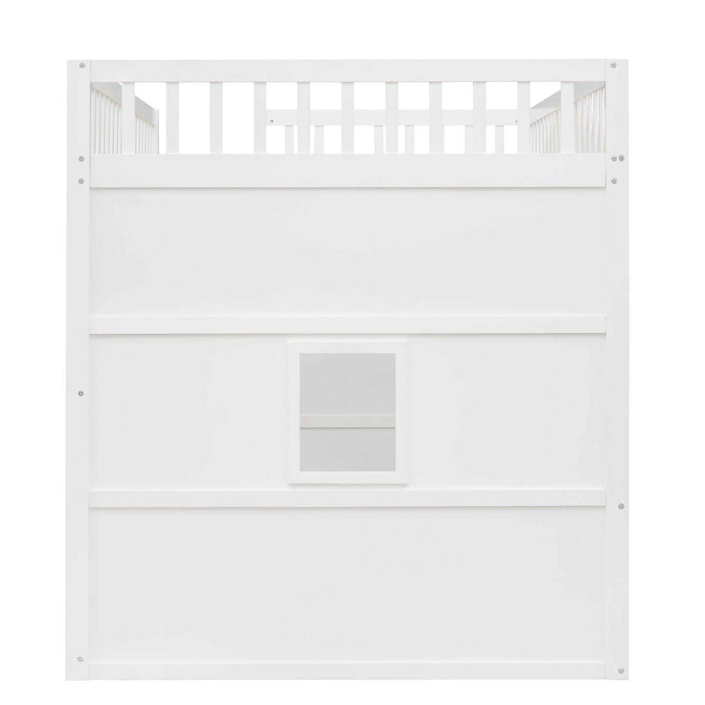 Full Size House Loft Bed With Ladder - White