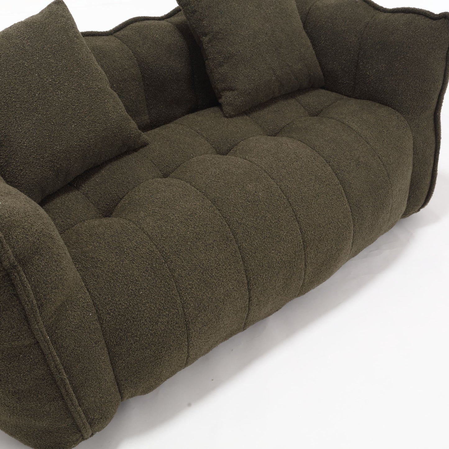 Soft Beanbag Chair With High Resilience Foam Core For Two People - Olive Green