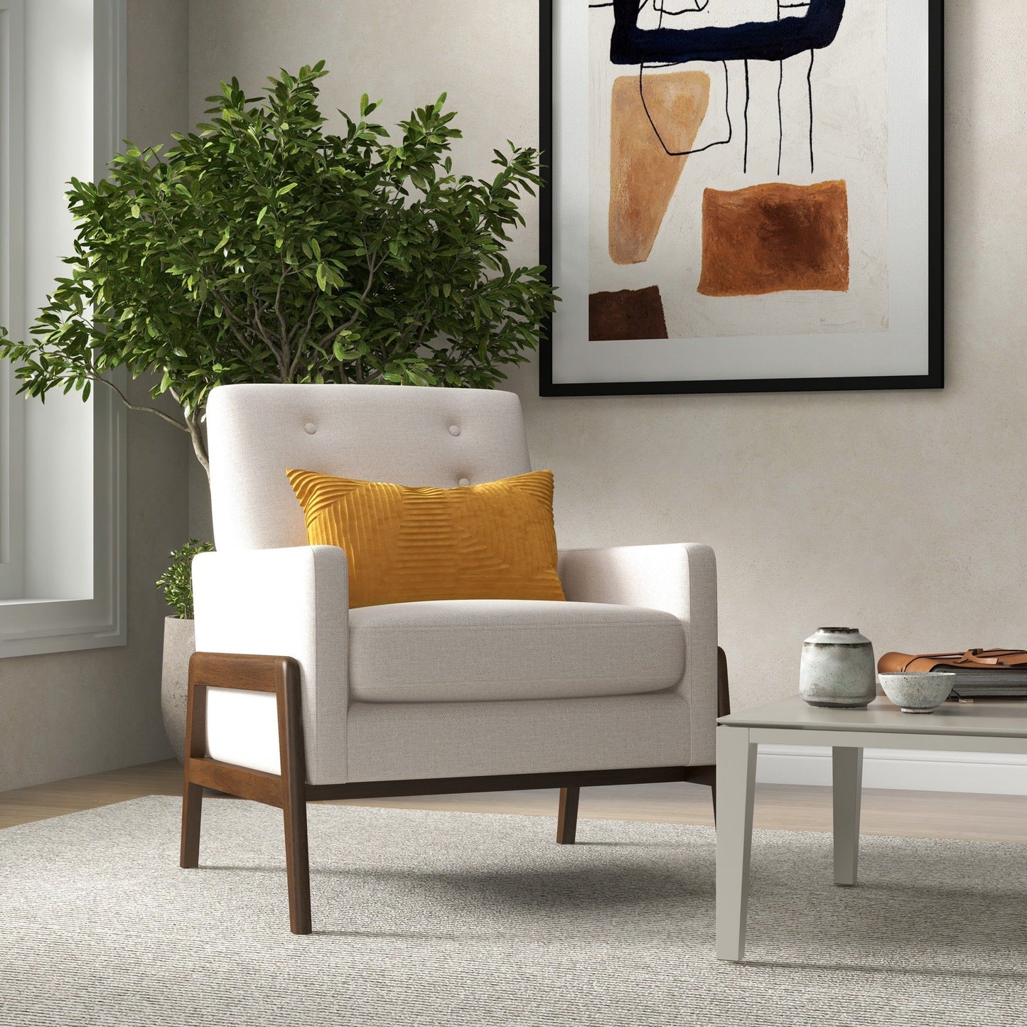 Cole - Comfortable Lounge Chair - Beige