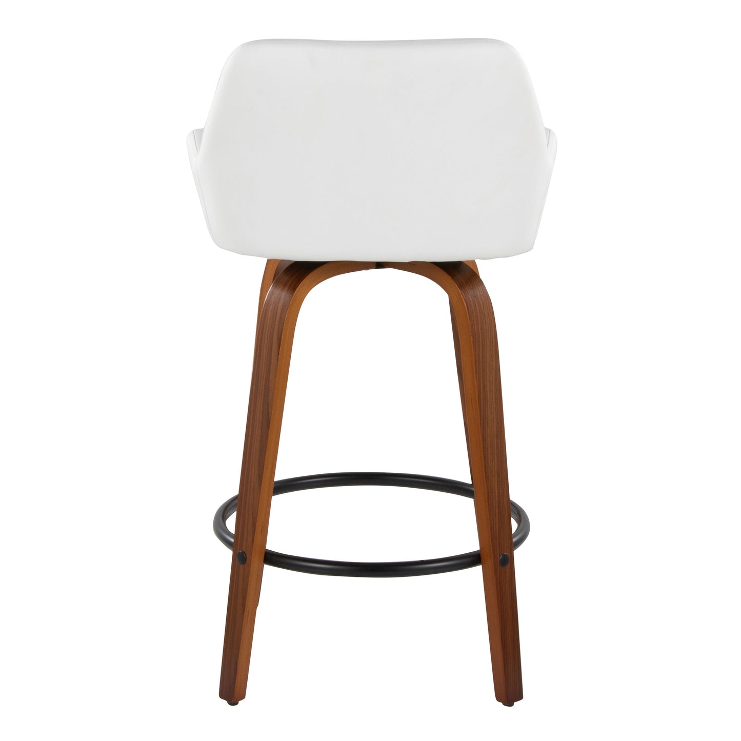Daniella - Contemporary Fixed Height Counter Stool With Swivel With Round Footrest (Set of 2) - Walnut / White