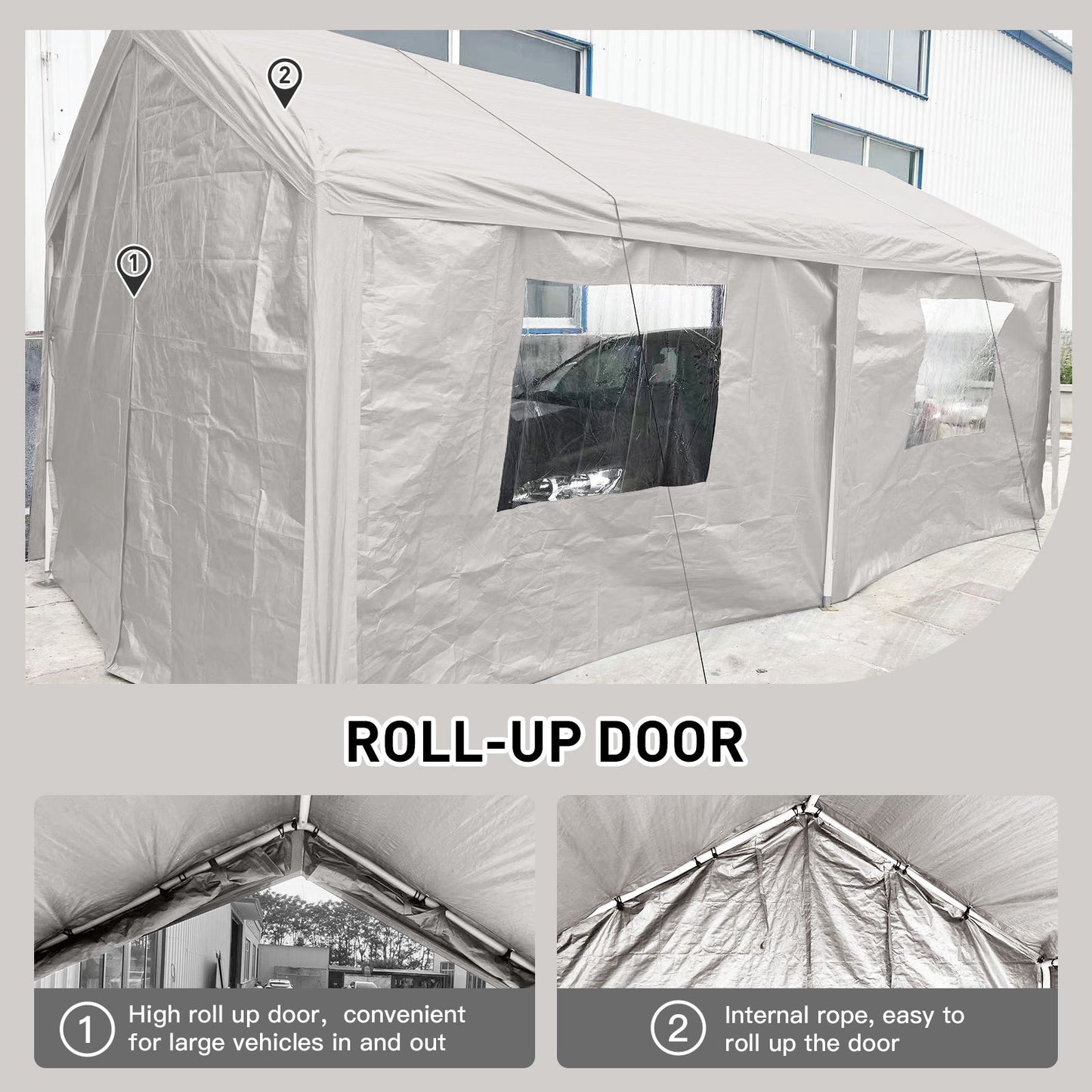 Carport, 10x20 Heavy Duty Portable Carport Garage Tent For Outdoor Storage Shelter - White