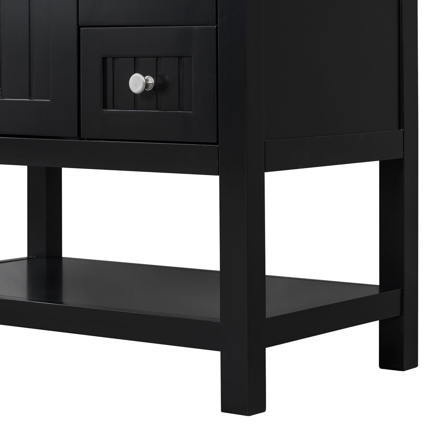 Transitional Style Bathroom Vanity Cabinet Combo With Ceramic Sink, Soft Close Door - Black