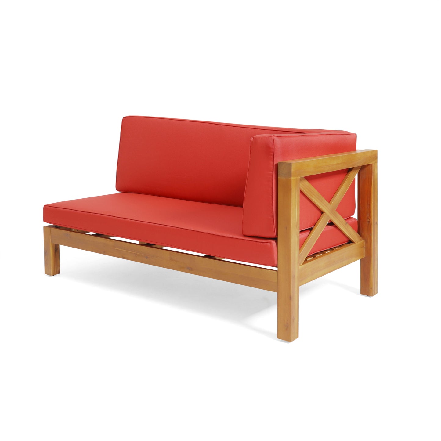 Brava - X Back Corner Bench R With Coffee Table - Red