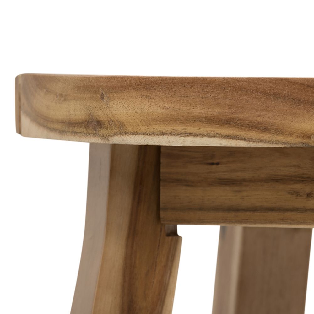Round Side Table, Solid Wood - Natural Wood / Brown