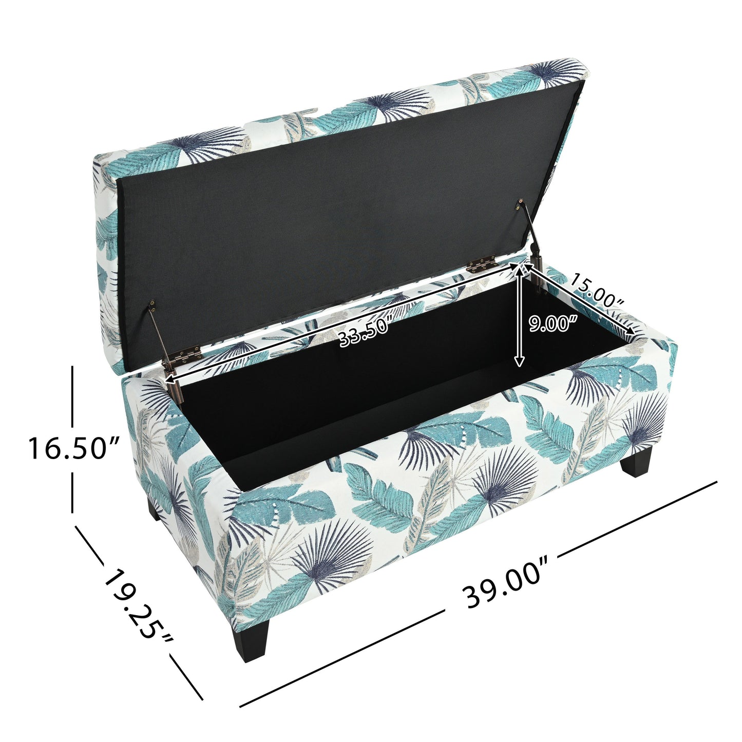 Charming Floral Storage Ottoman With Upholstered Fabric And Wood Frame - Flower