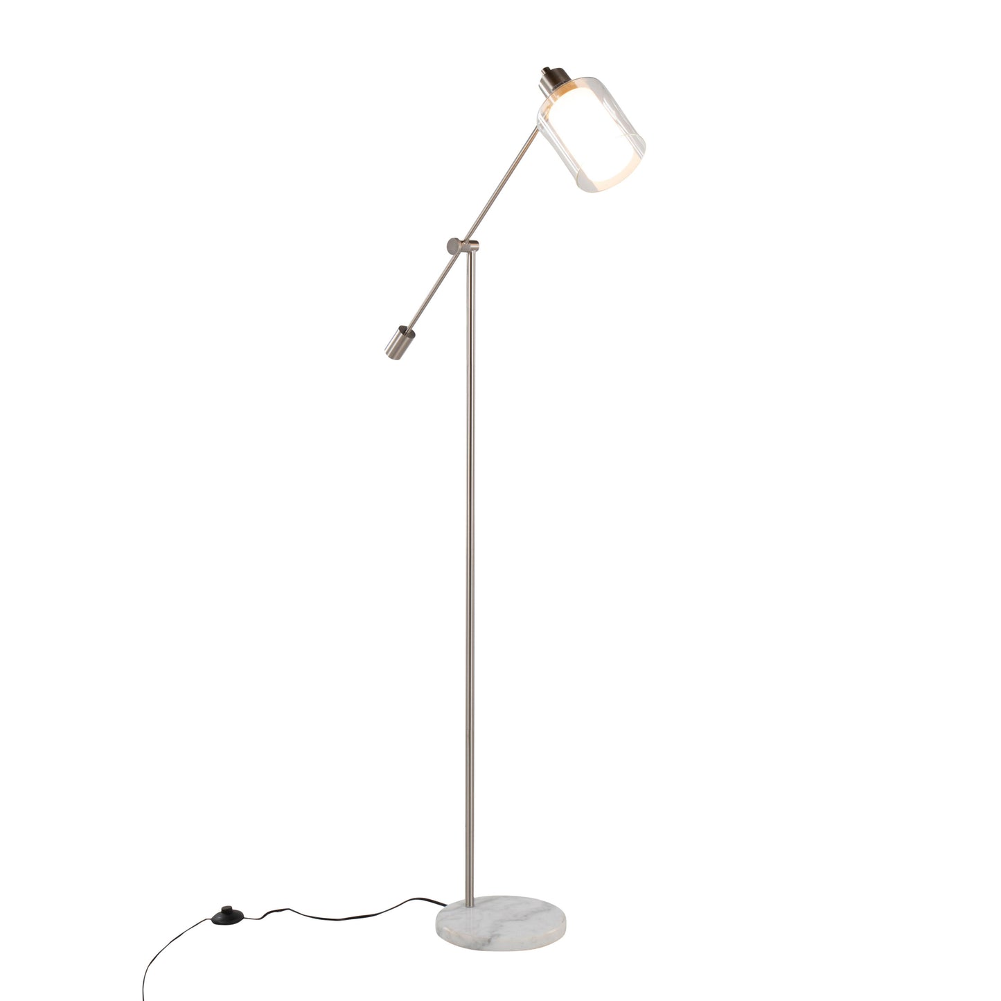 Marcel - Contemporary / Glam Floor Lamp - Nickel / Clear / Frosted