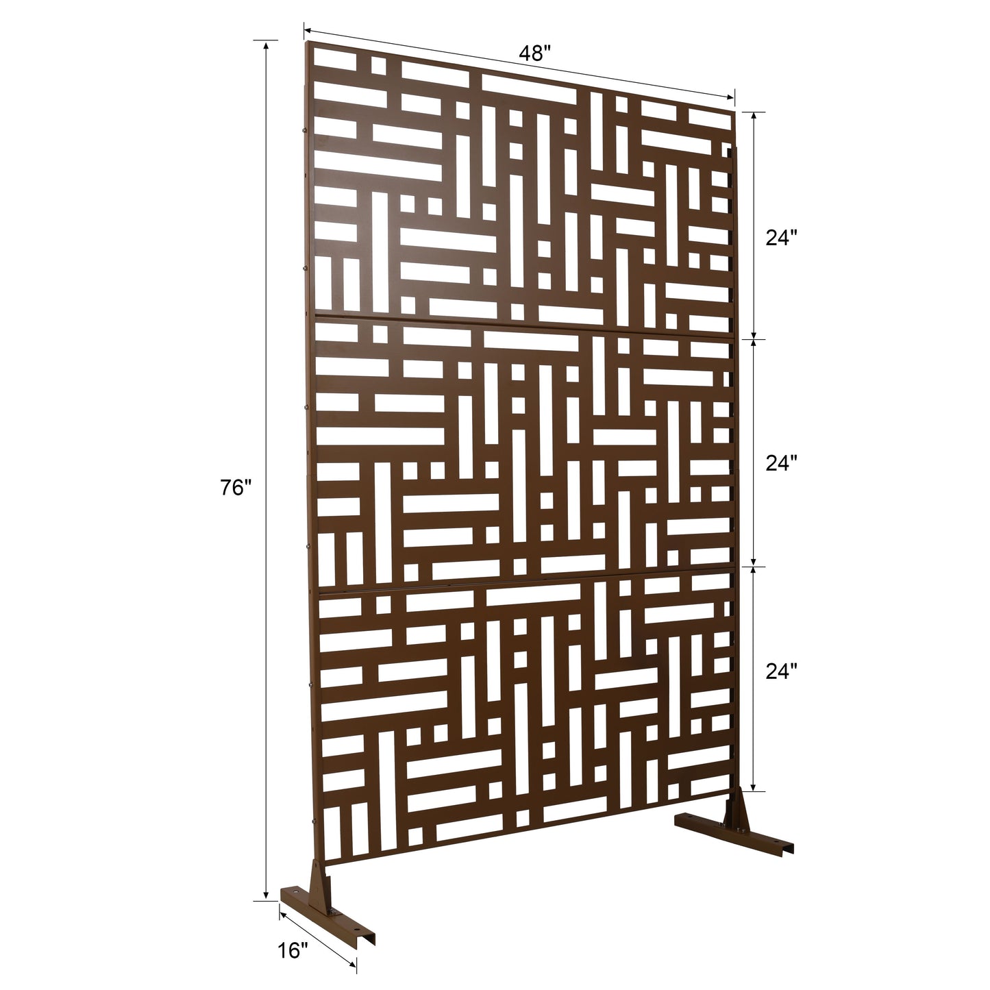 Outdoor & Indoor Privacy Screen Metal Privacy Screen, Freestanding Decorative Privacy Screen - Brown