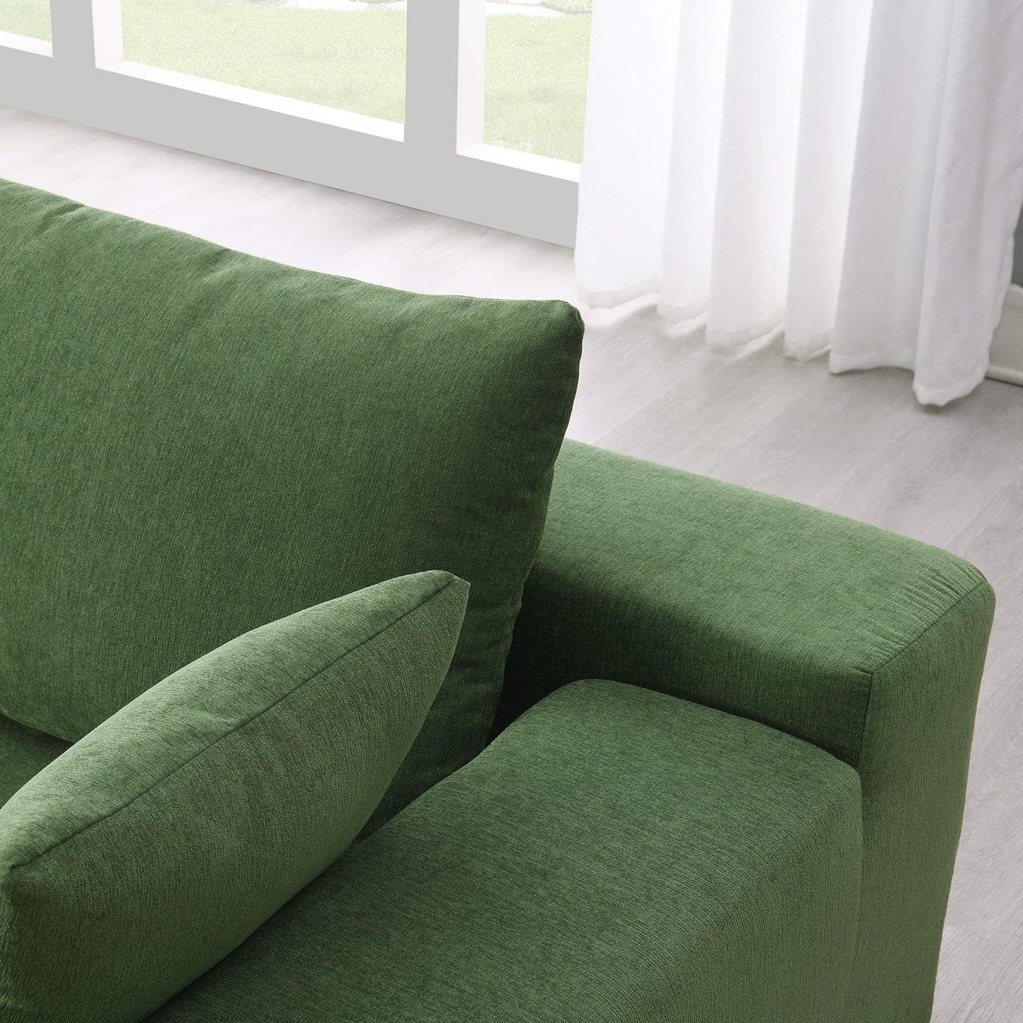 Modular Sectional Living Room Sofa Set, Modern Minimalist Style Couch, Upholstered Sleeper Sofa Salon, 2 Piece Free Combination, L-Shape - Green