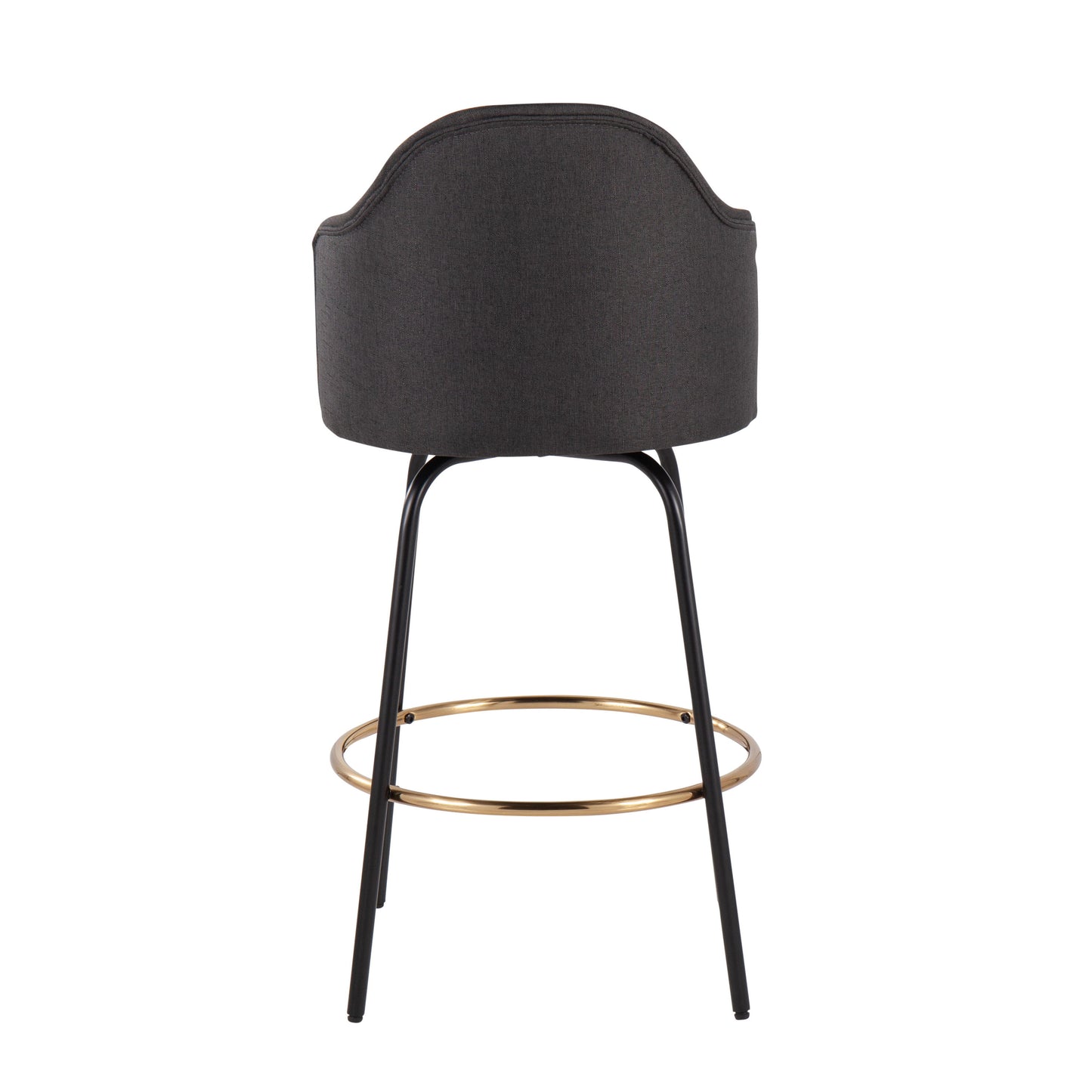 Ahoy - Contemporary Fixed Height Counter Stool Round Gold Footrest (Set of 2) - Charcoal / Black