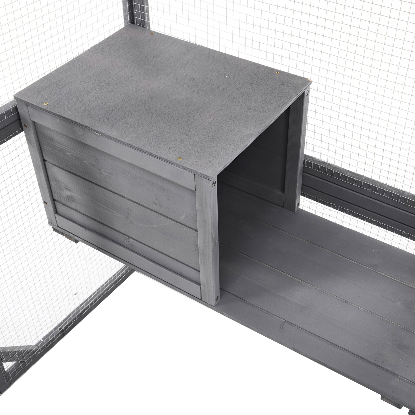 Outdoor Diy Cat House Catio With Double Enter Doors, Platforms, And Condos - Dark Gray