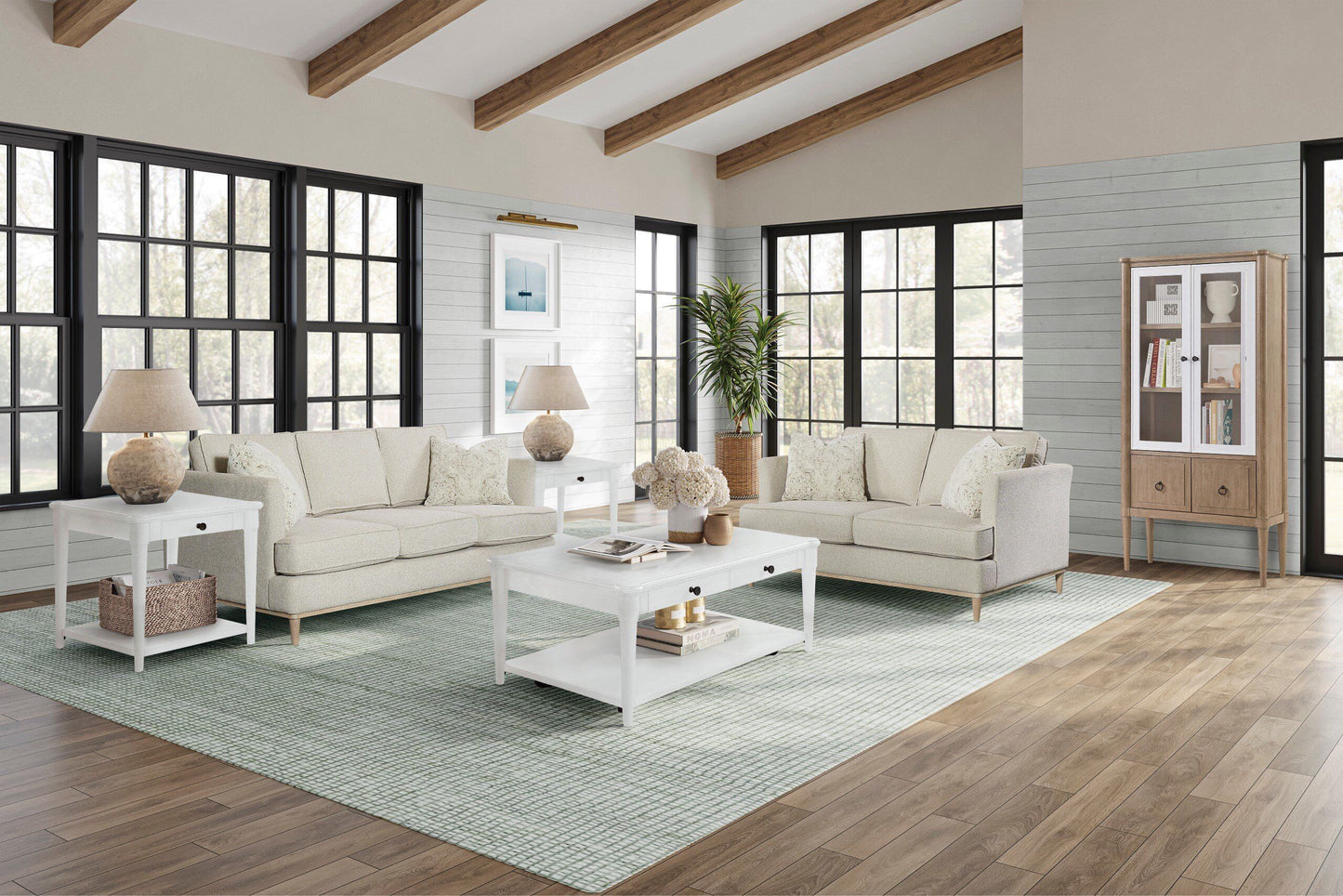 Sofa With 3 Reversable Cushions And 2 Pillows - Off White