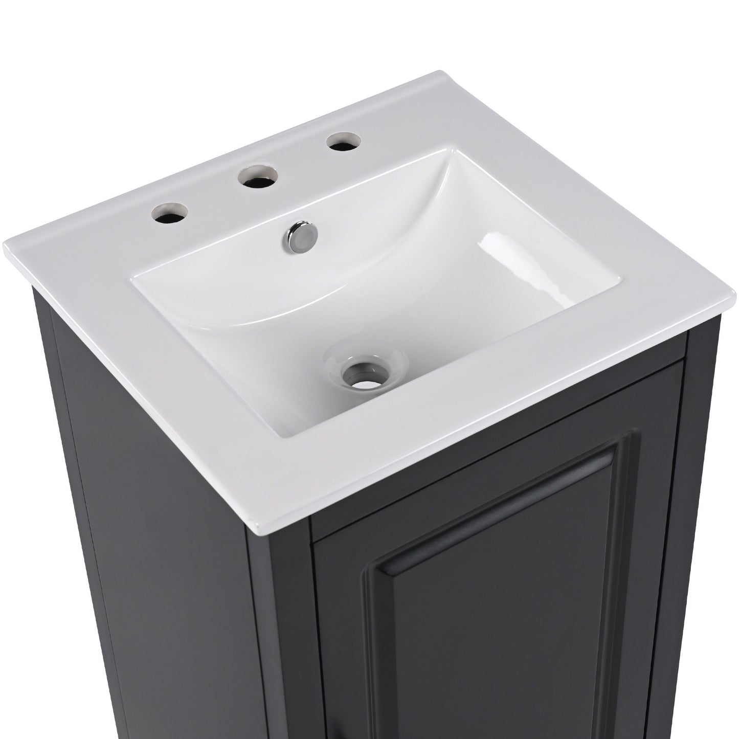 Modern Freestanding 20.3" Bathroom Vanity With Sink, Functional Drawer, Soft Closing Door - Black