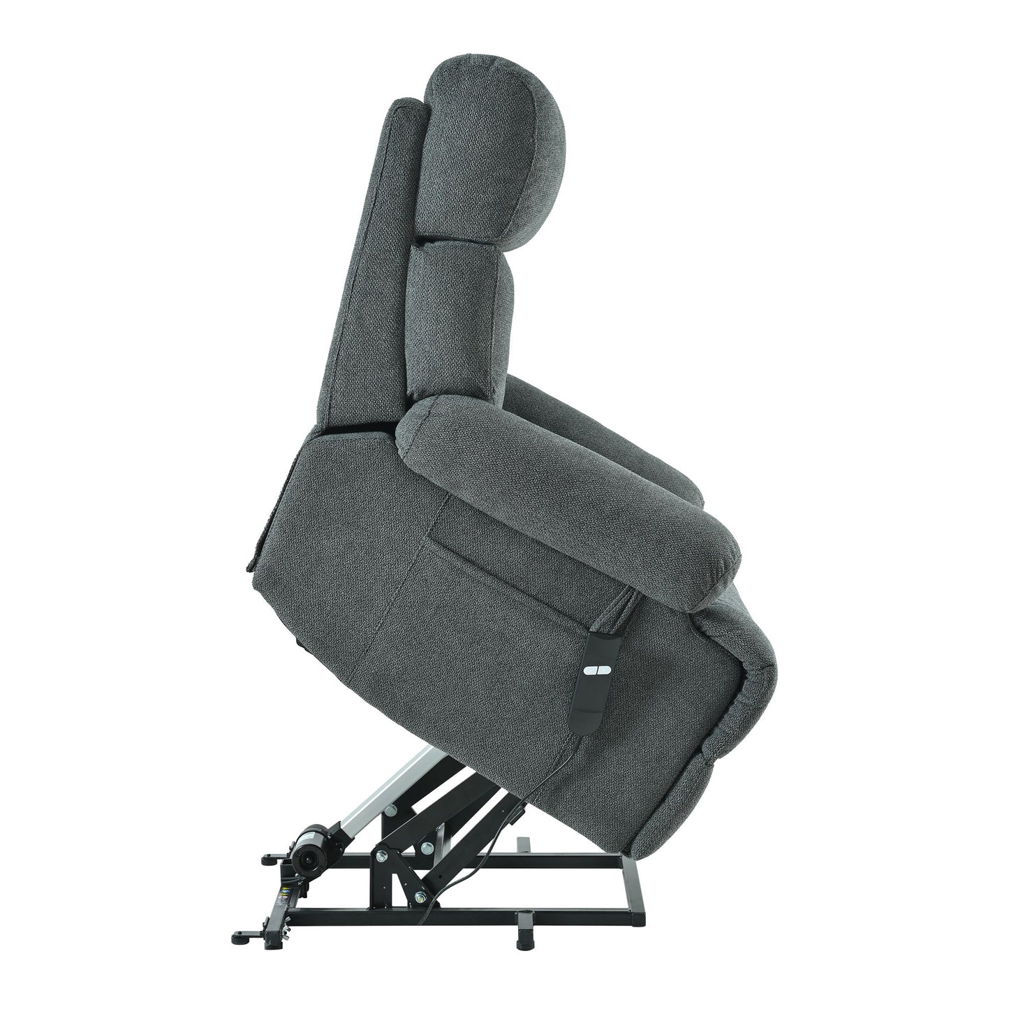 Oversized Power Lift Recliner Chair, Electric Fabric Recliner Chair, Home Theater Seating, Reclining Sofa Chair With Remote Control, Side Pocket, Spacious Seat - Dark Gray