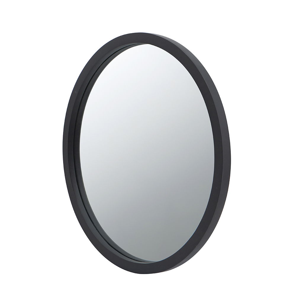 Circle Wall Mirror With Wooden Frame, Wall Mirror For Living Room - Black