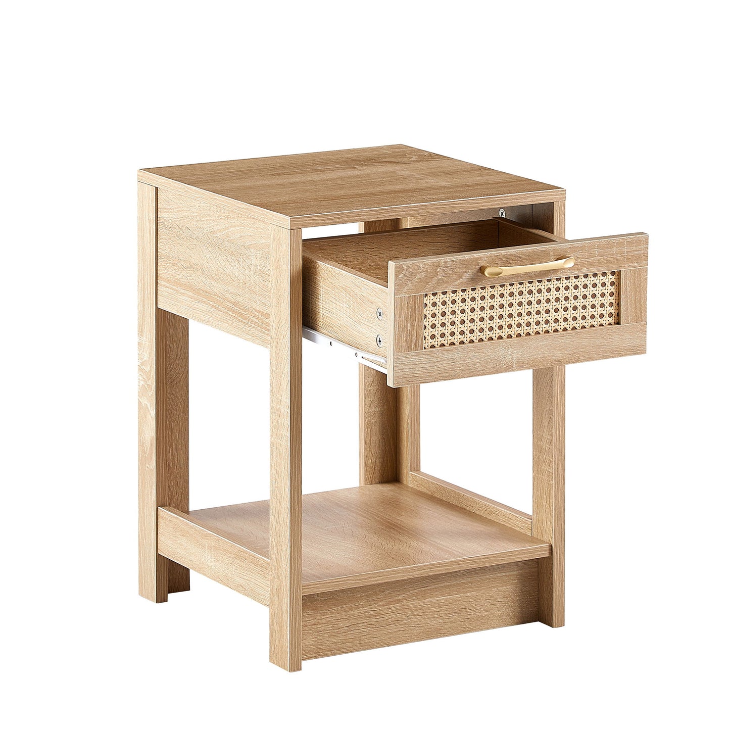 15.75" Rattan End Table With Drawer, Modern Nightstand, Side Table For Living Room, Bedroom - Natural