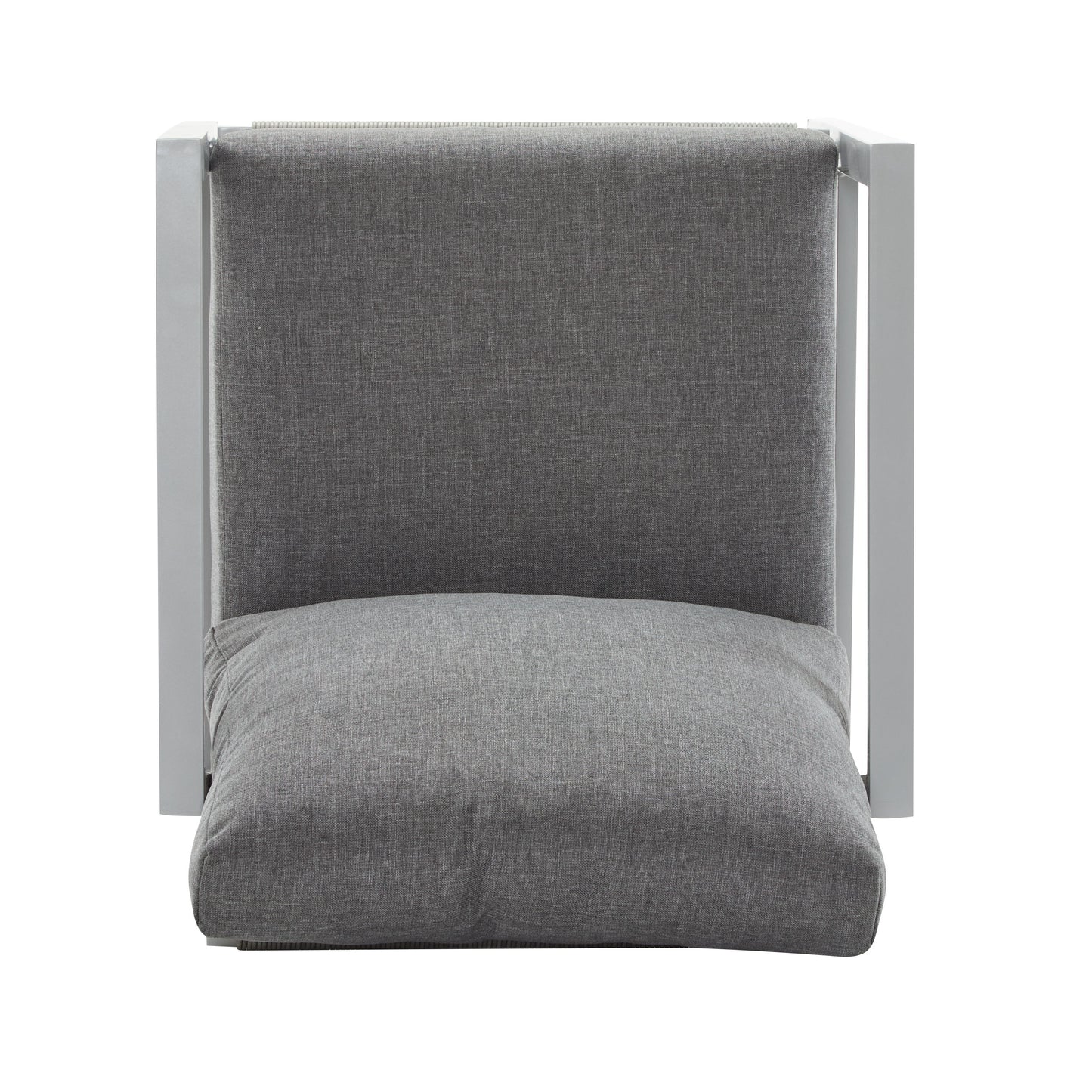 Aluminum Lounge Chair With Sleek Rope Accents, Comfortable Cushions, For Modern Indoor Outdoor Spaces - Gray / Silver / White