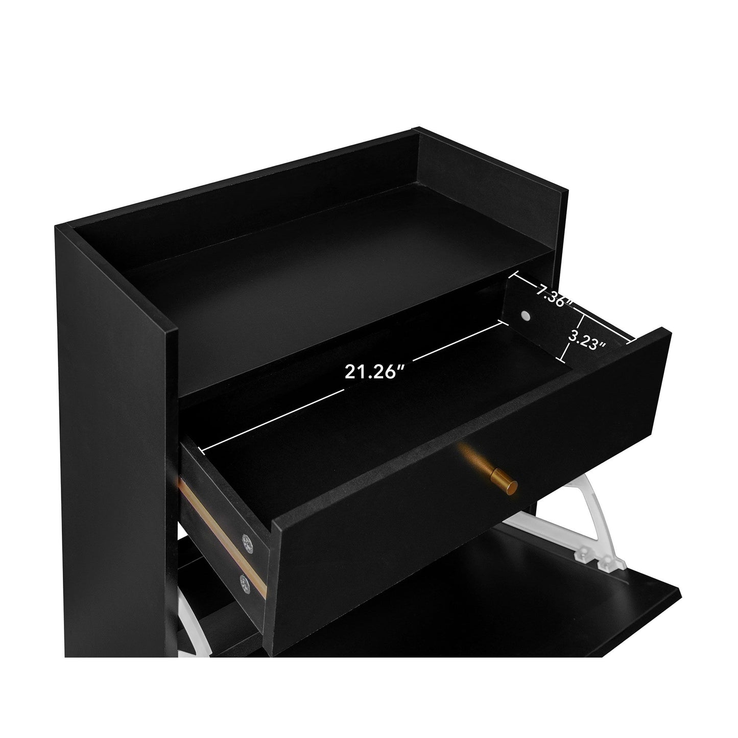 Allen - Rattan 2 Door 1 Drawer Cabinet Shoe Rack For Entrance, Double Layer - Black