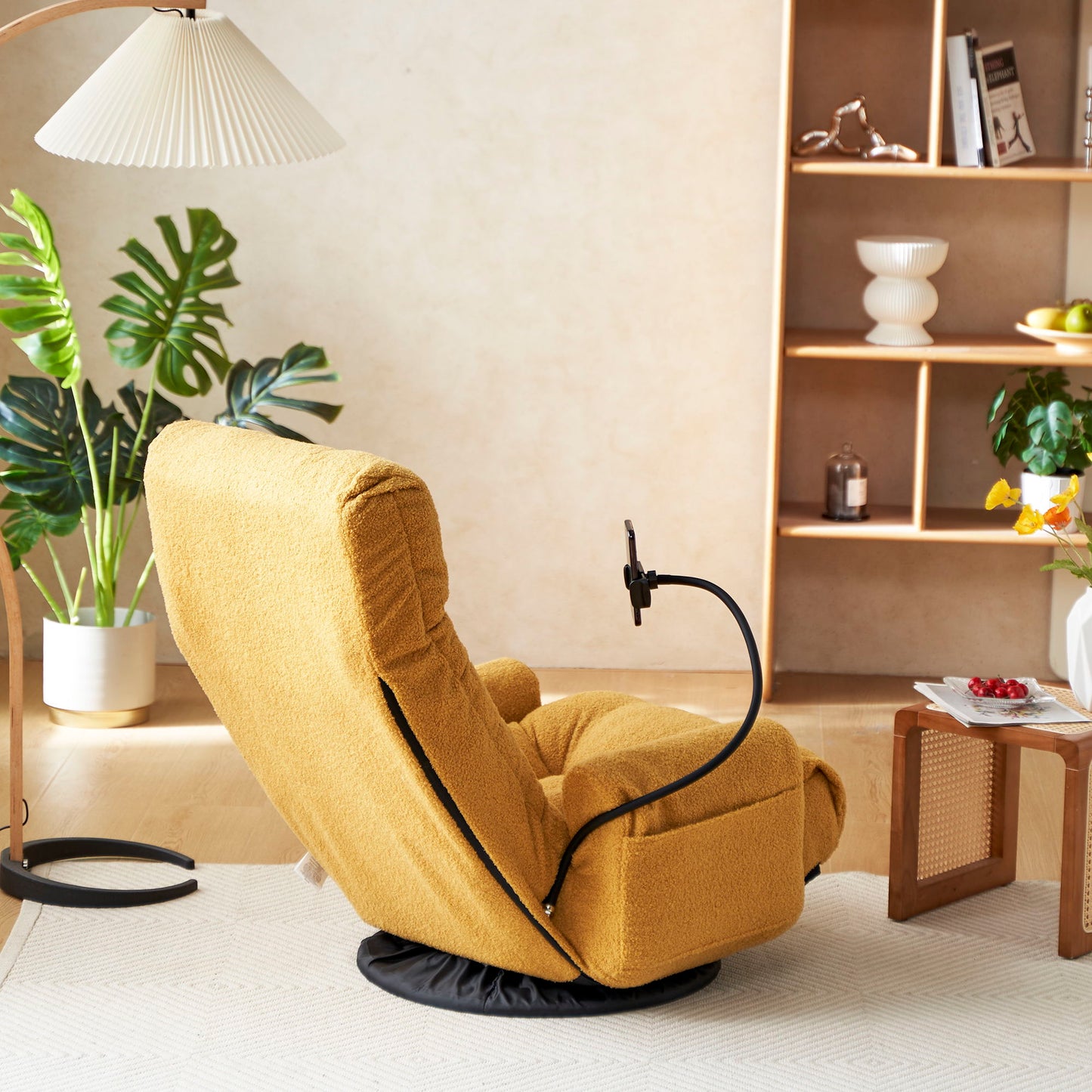 Adjustable Swivel Lounge Chair With 360 Degree Rotating Seat And Headrest Support, Leisure Chair Deck Chair Game Chair For Living Room - Yellow