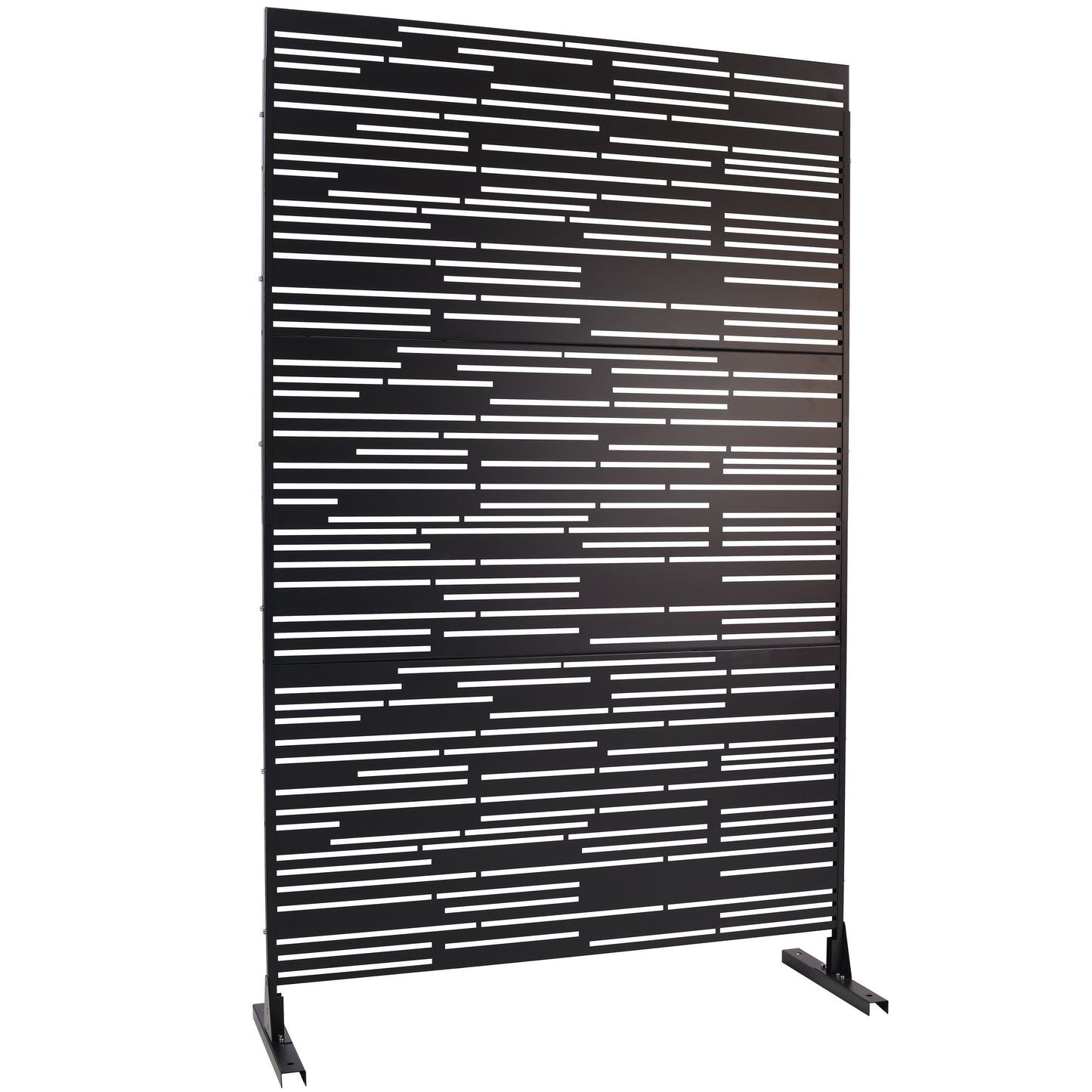Outdoor & Indoor Privacy Screen Freestanding Decorative Panel Steel - Black