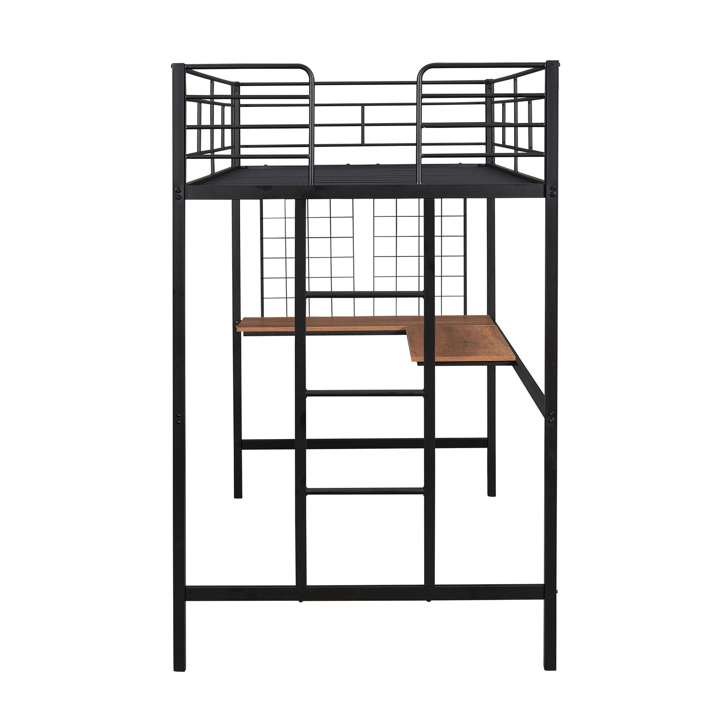 Twin Loft Bed With Desk And Grid - Black