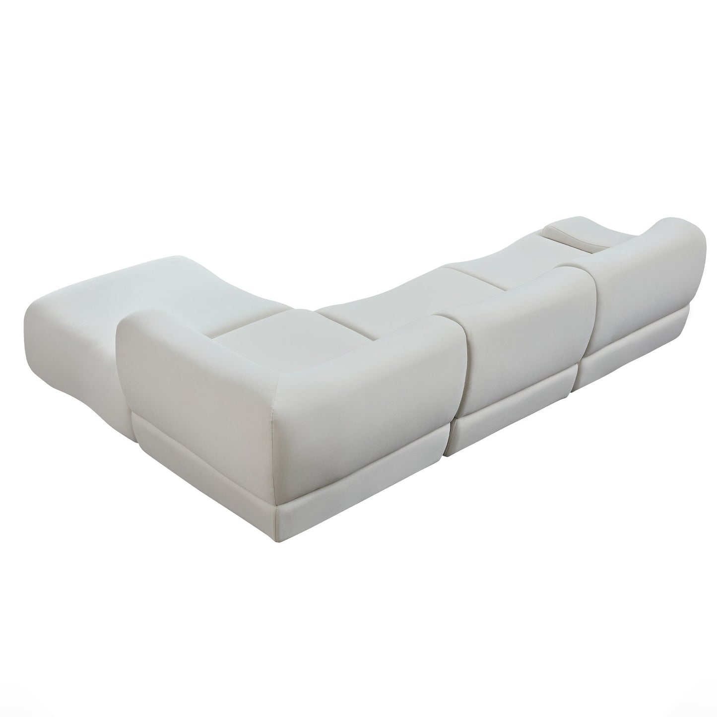 Strong Durable Fabric 4 Seat Sectional Sofa With High Density Sponge And Solid Wood Frame - White