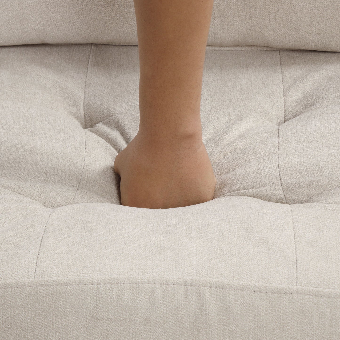 Oversized Sectional Sofa U-Shaped Sofa Couch Pull-Out Sofa Bed With Two Throw Pillows For Living Room - Beige