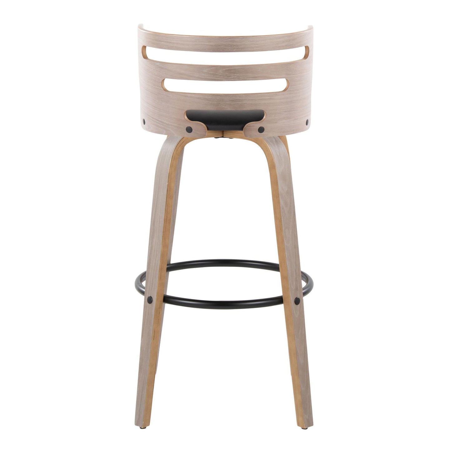 Cosini - Mid-Century Modern Fixed Height Barstool & Swivel And Round Footrest (Set of 2) - Light Gray / Black