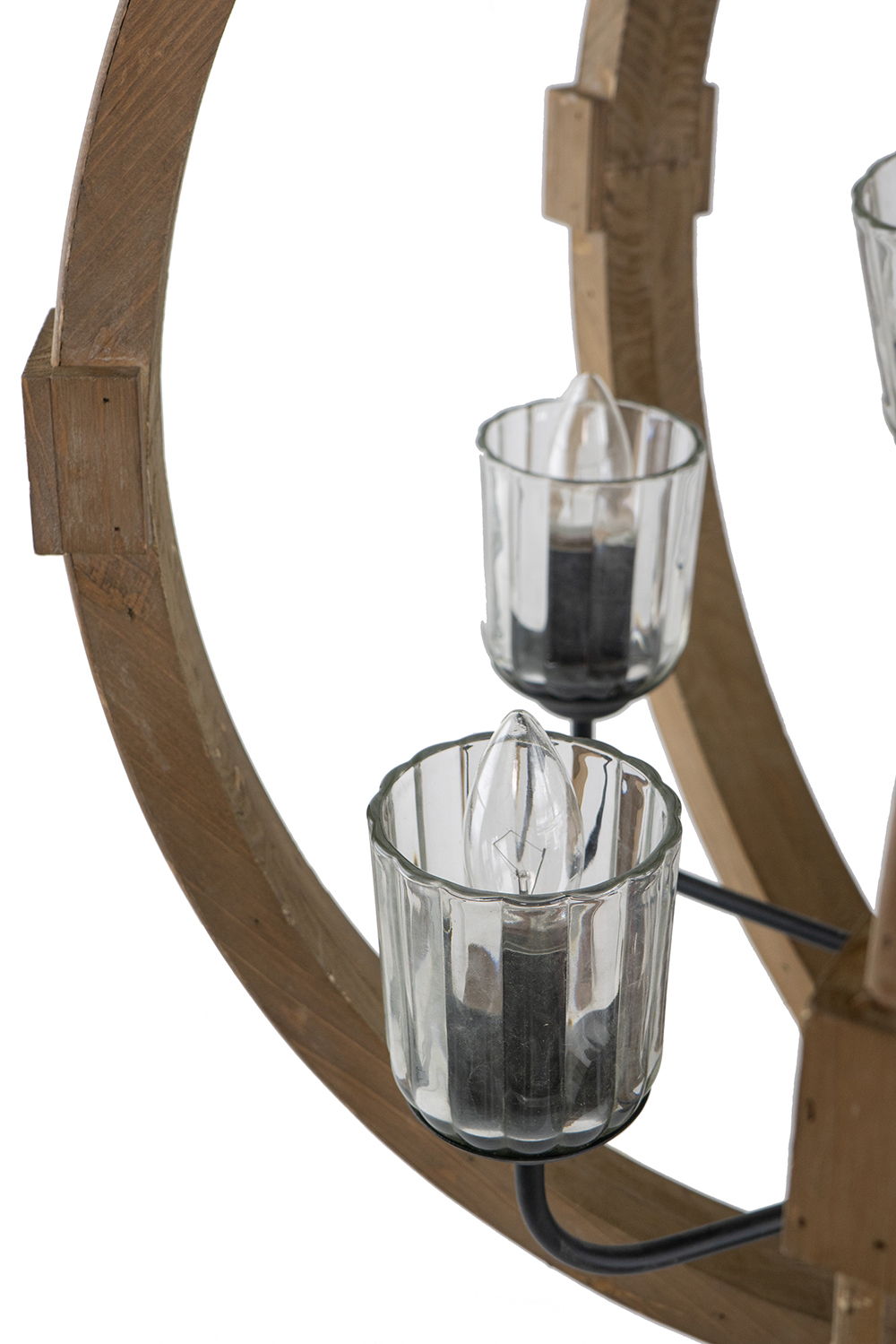 9 Light Globe Chandelier, Wood Chandelier Hanging Light Fixture With Adjustable Chain For Kitchen, Bulb Not Included - Brown
