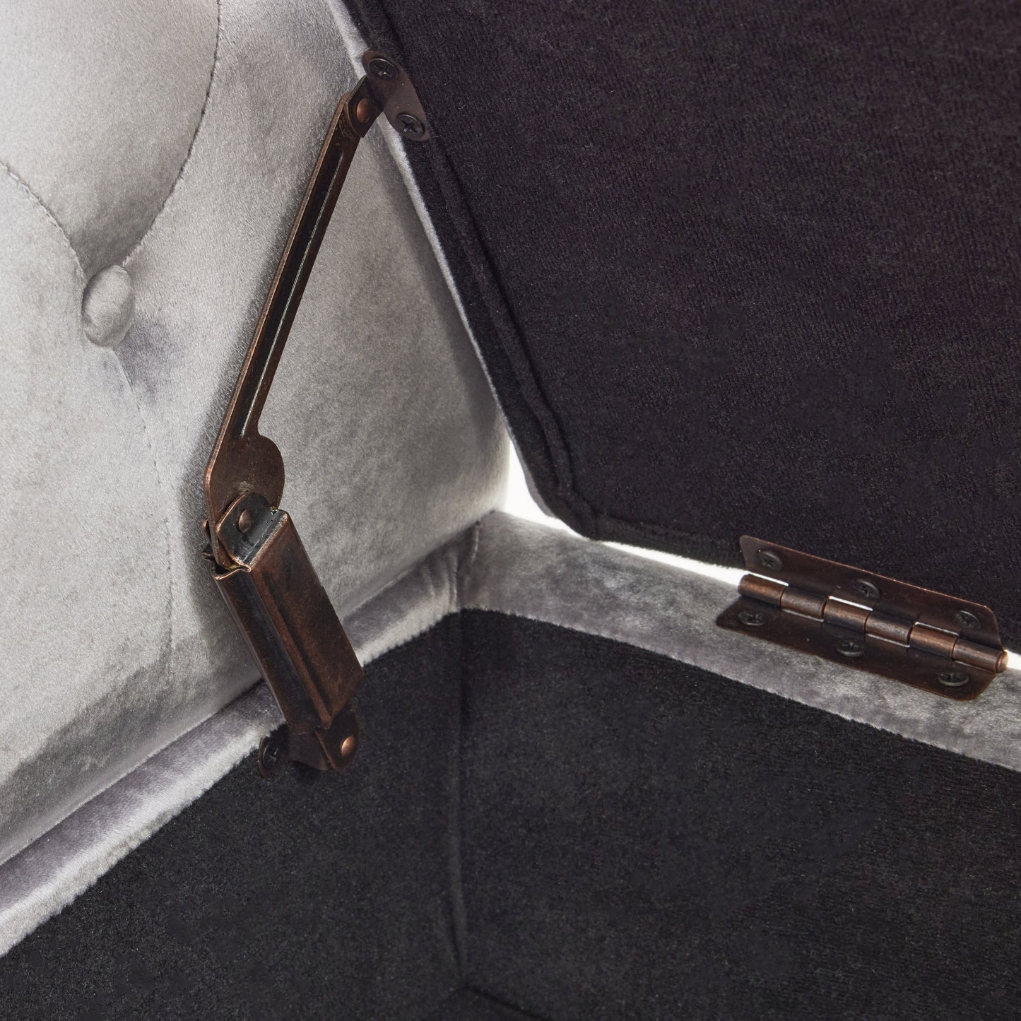 Velvet Multifunctional Storage Rectangular Ottoman Bench With Pillow - Gray