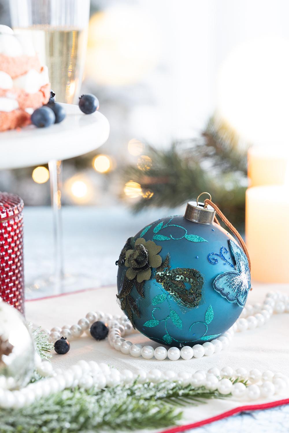 Christmas Ball Ornaments, Glass Decorative Hanging Ball Christmas Tree Ornaments For Holiday Party Decorations (Set of 6) - Blue