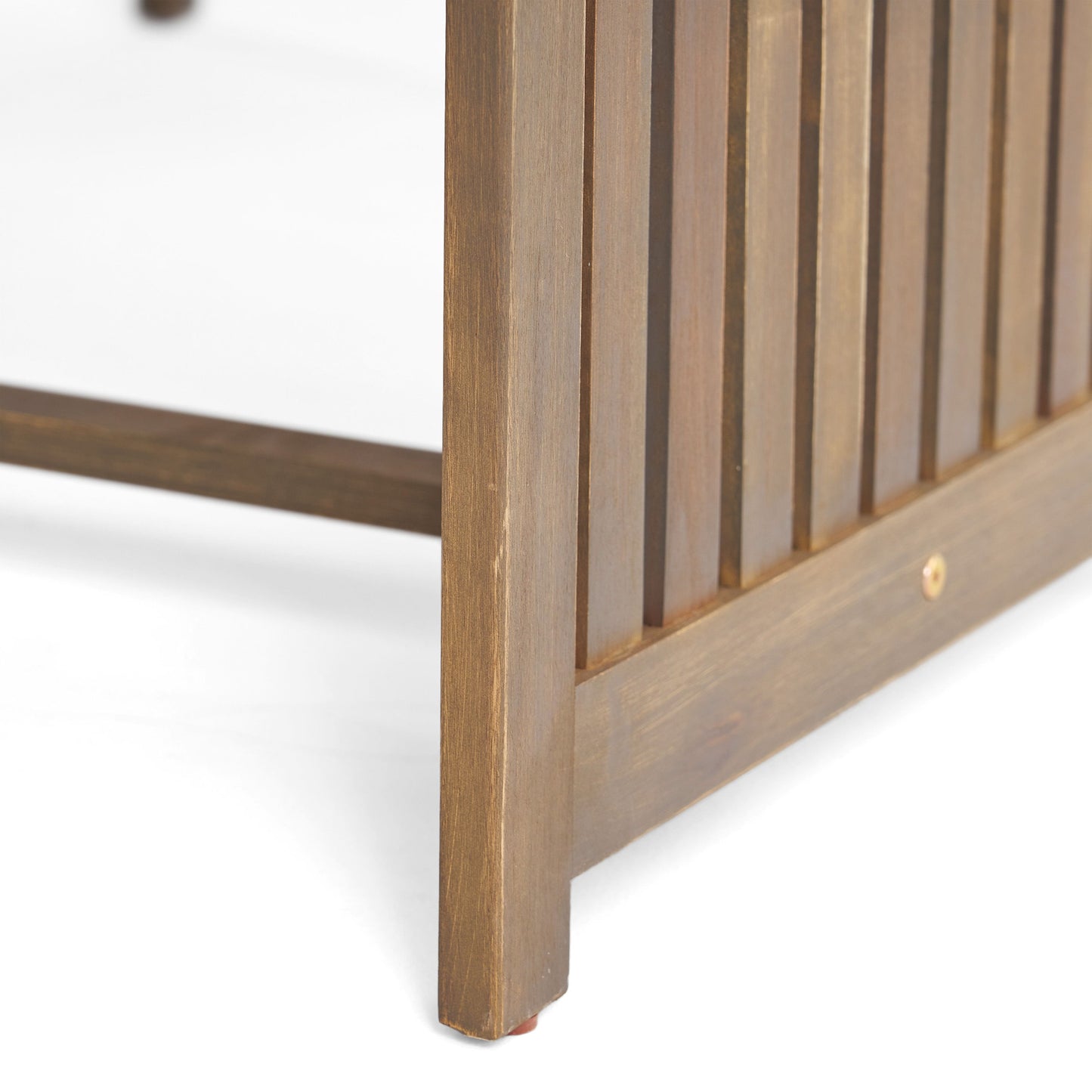 Acacia Wood Outdoor Coffee Table, Rectangular Patio Coffee Table For Outside - Gray