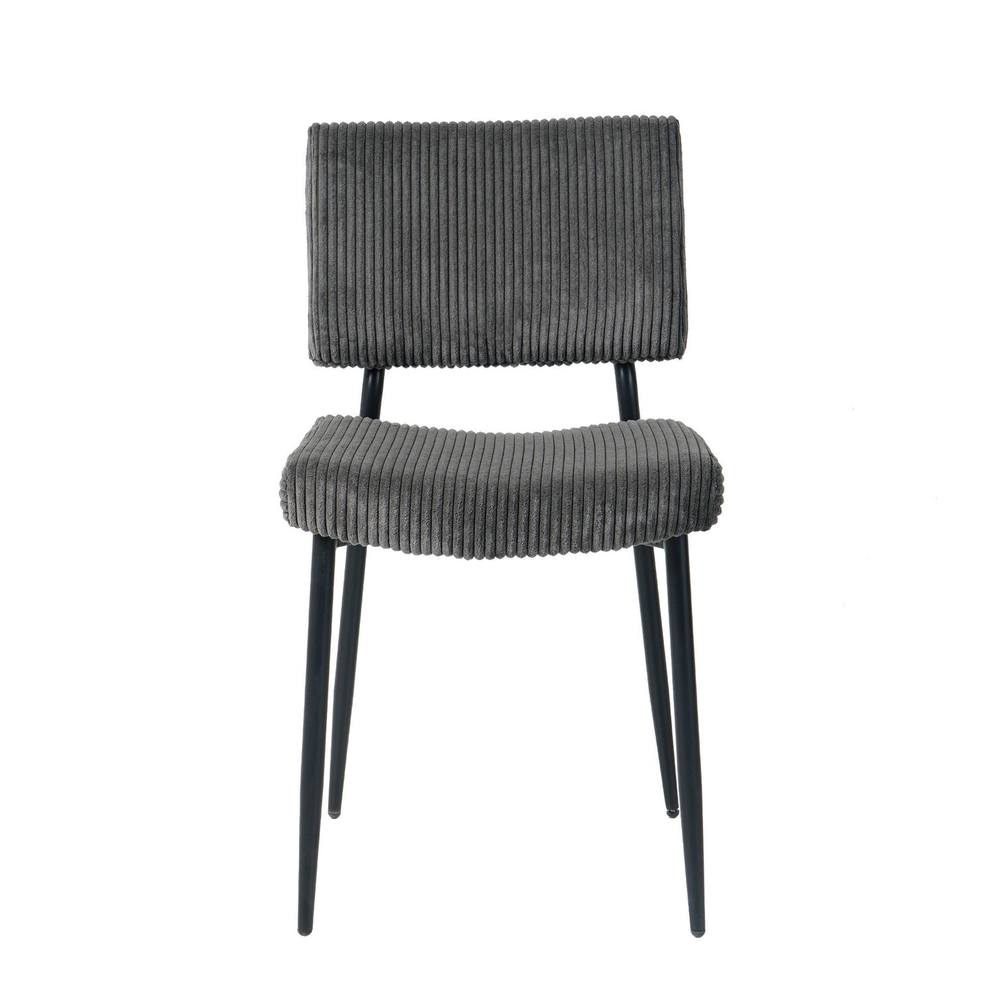 Modern Dining Chair (Set of 2) Fabric Upholstered With Black Metal Legs, Home And Bedroom Use - Gray