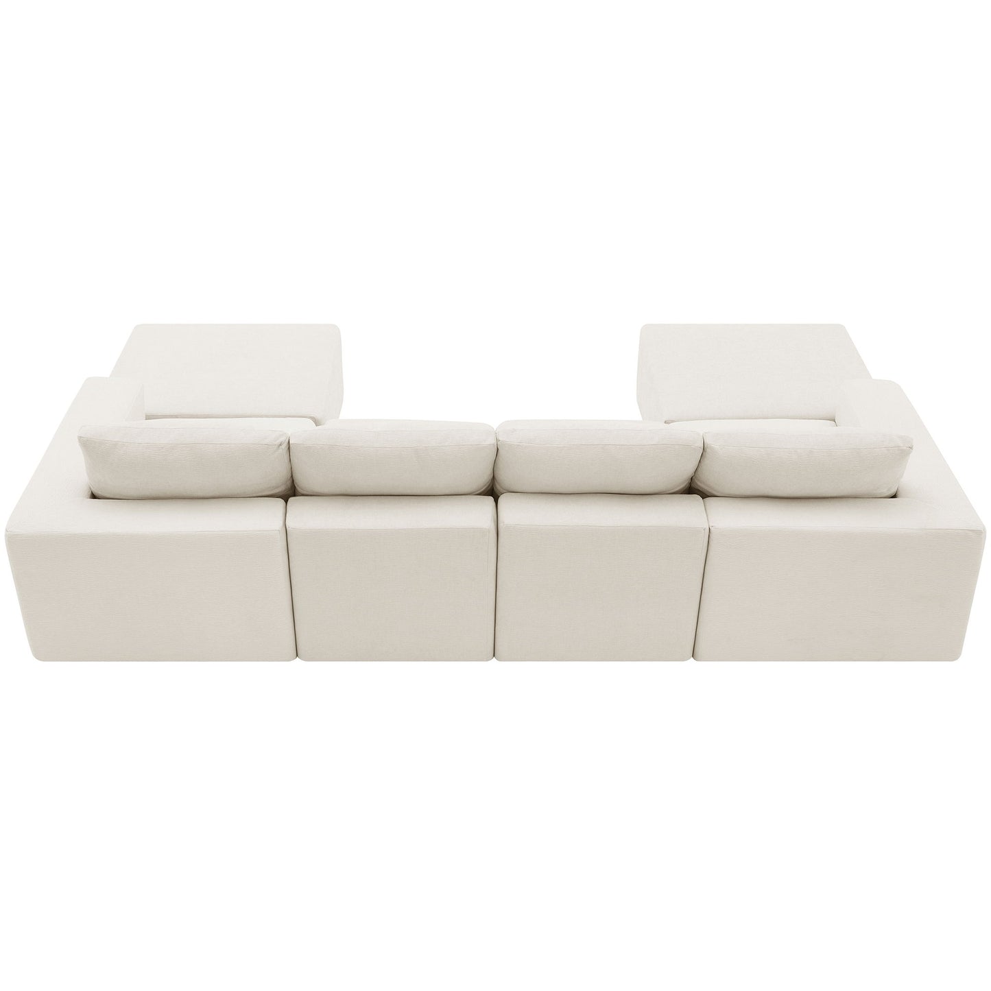 Modular U Shaped Sectional With Ottomans, Luxury Cloud Floor Couch With Deep Seat Fully Compressed Upholstered Sofa - Beige