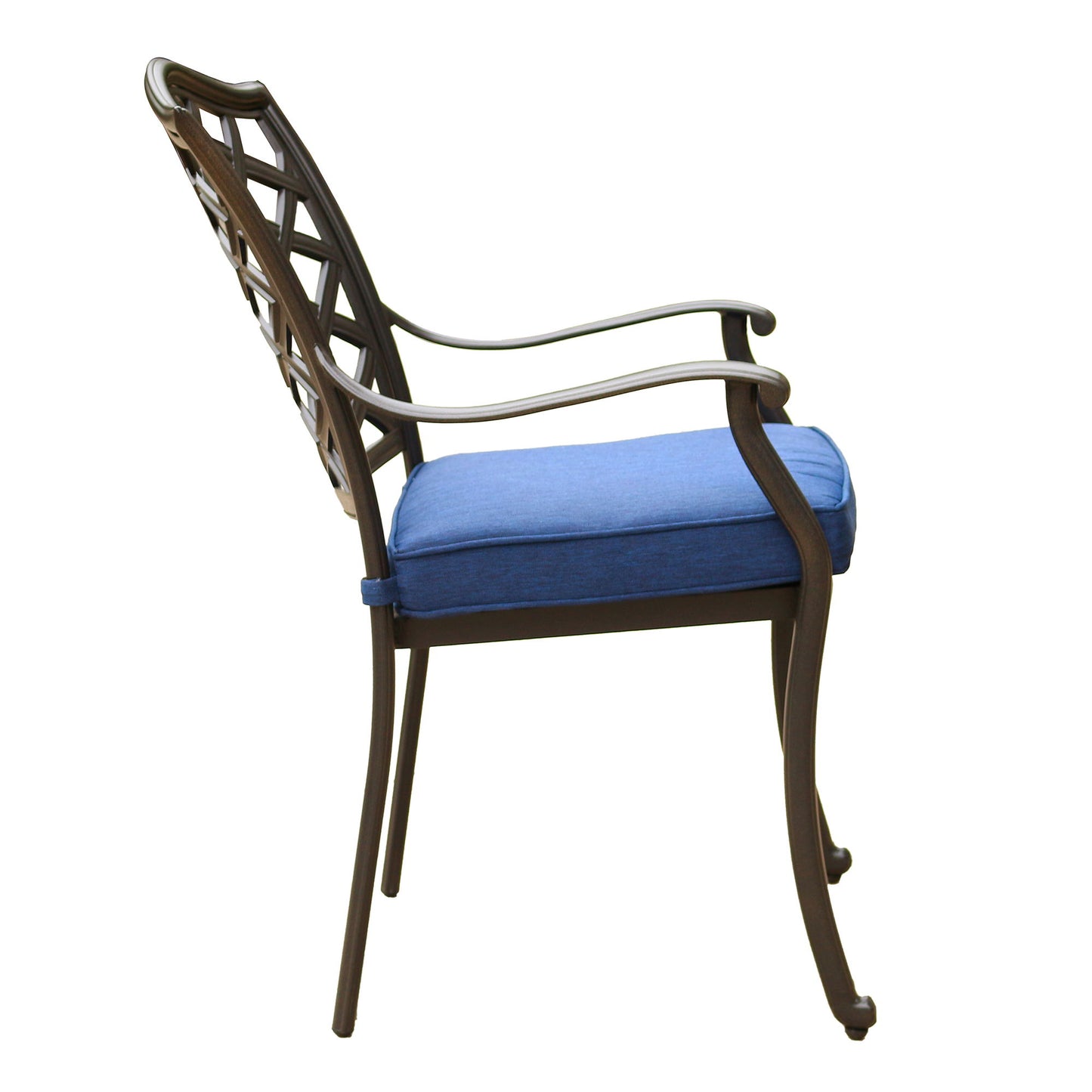 Outdoor Patio Aluminum Dining Arm Chair With Cushion (Set of 2) - Navy Blue