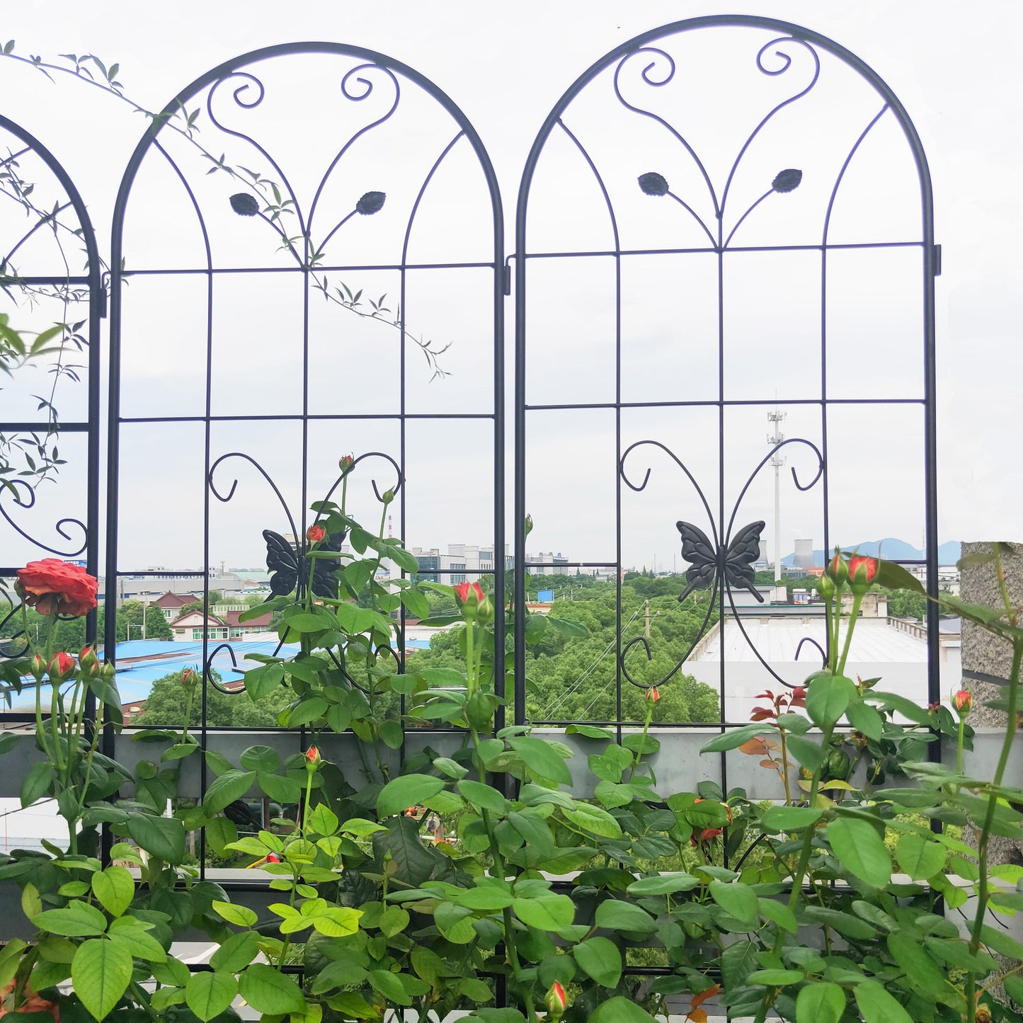 2 Pack Garden Metal Trellis Rustproof Trellis For Climbing Plants Outdoor Flower Support - Black
