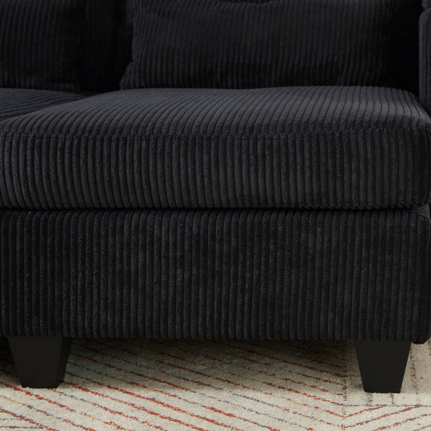 Convertible Chaise Lounge Loveseat Sofa Bed With USB Ports, Cup Holders, Phone Holder & Storage - Black