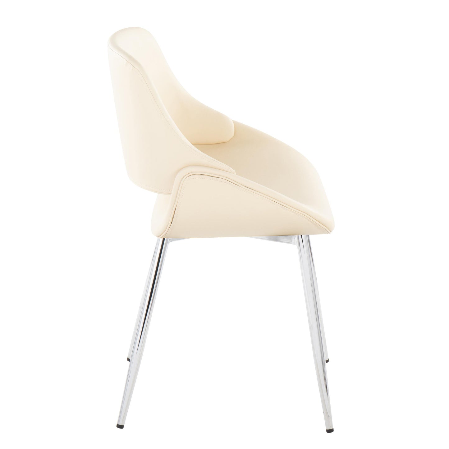 Fabrico - Mid-Century Modern Accent Dining Chair (Set of 2) - Chrome / Cream