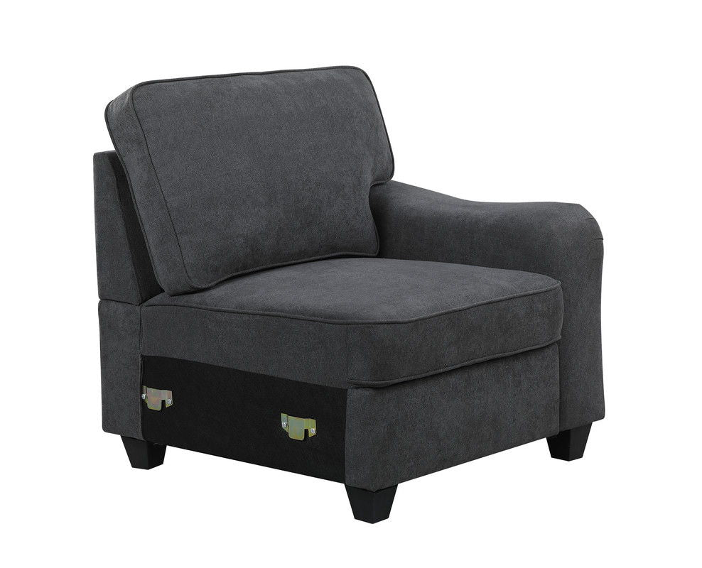 Leo - Woven 8 Piece Modular L-Shape Sectional Sofa And Ottoman - Dark Gray