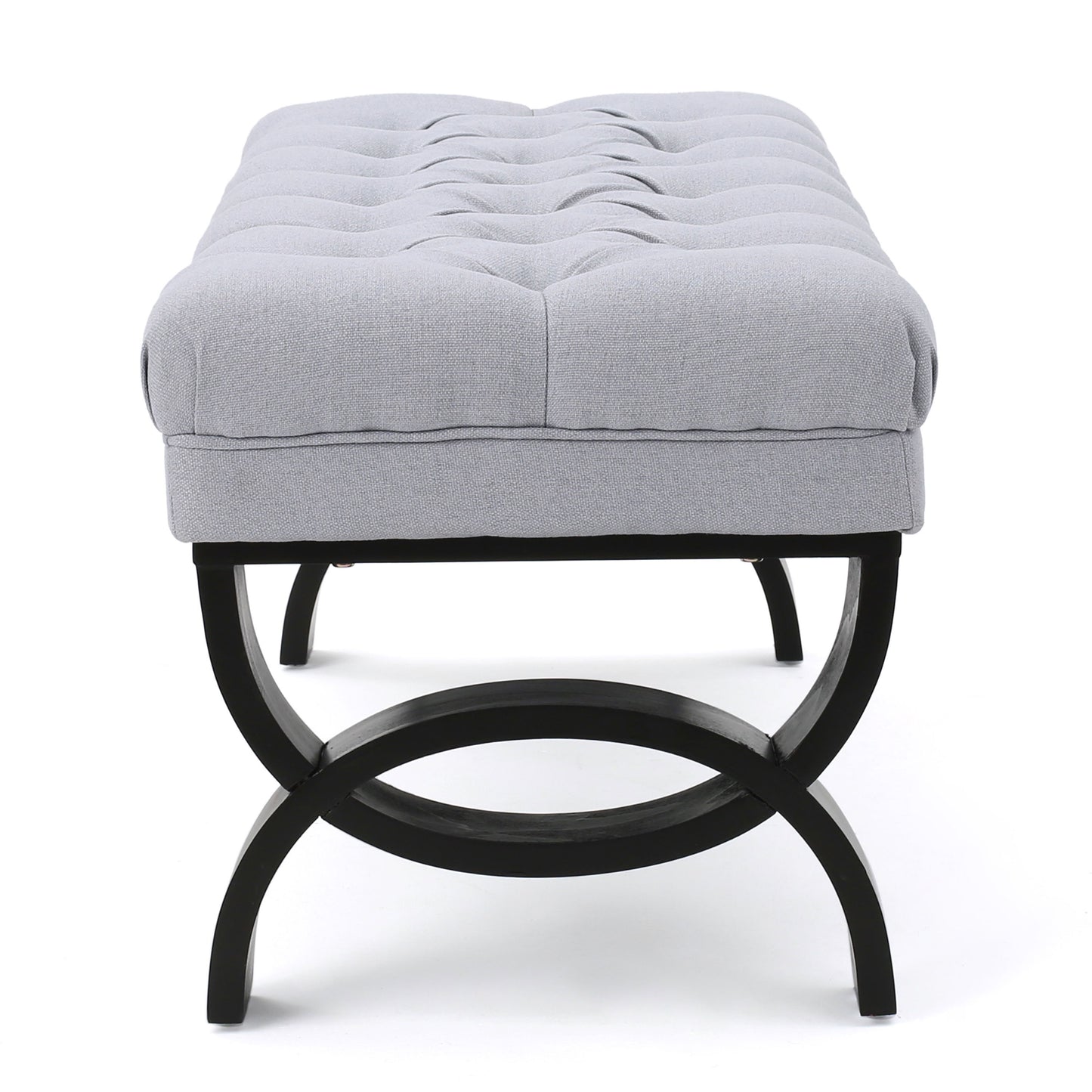 Hilton - Ottoman Bench With Classic Button Tufting - Light Gray