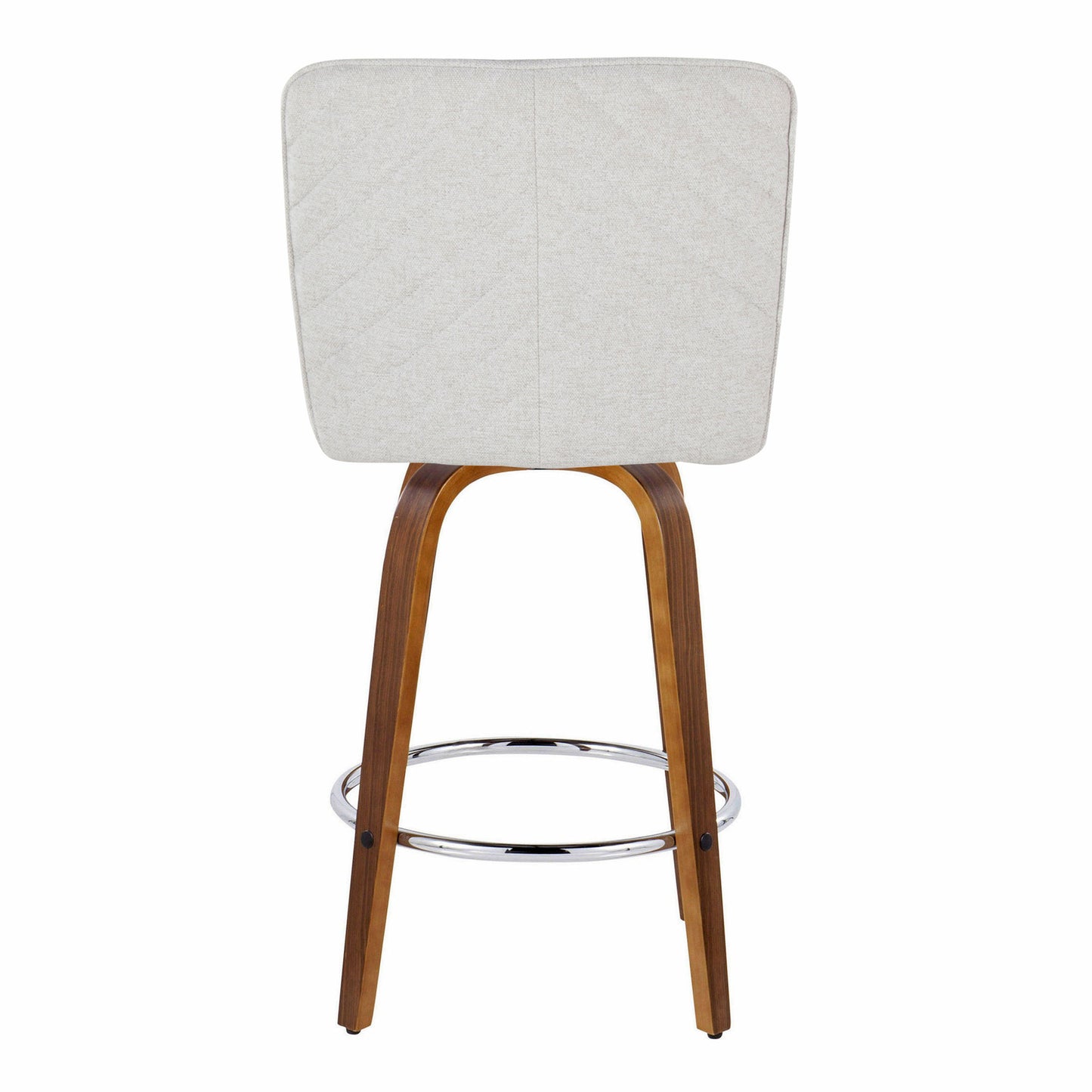 Henry - Contemporary Fixed Height Counter Stool With Swivel With Round Footrest (Set of 2) - Walnut / White