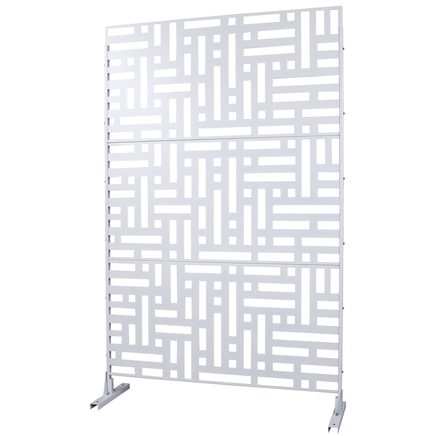 Decorative Freestanding Metal Privacy Screen For Indoor & Outdoor Use - White