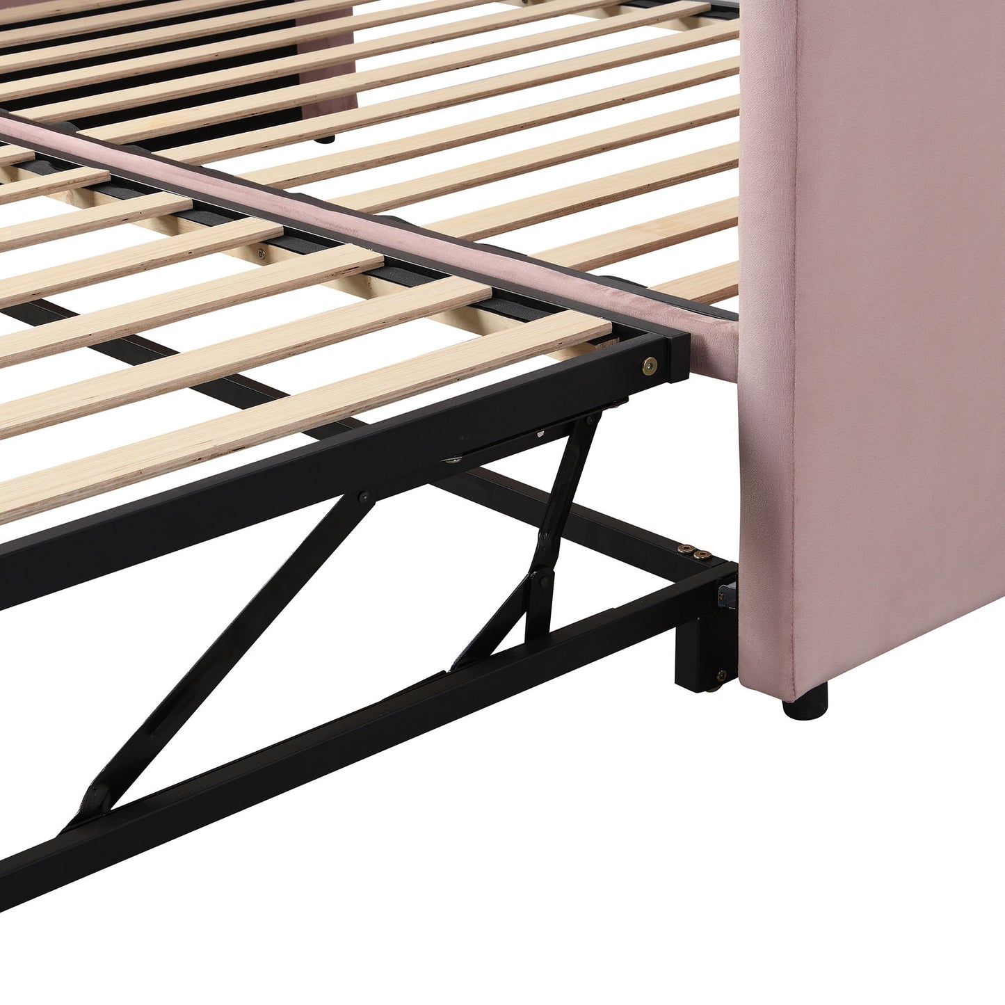 Twin Size Upholstered Daybed With Pop Up Trundle - Pink