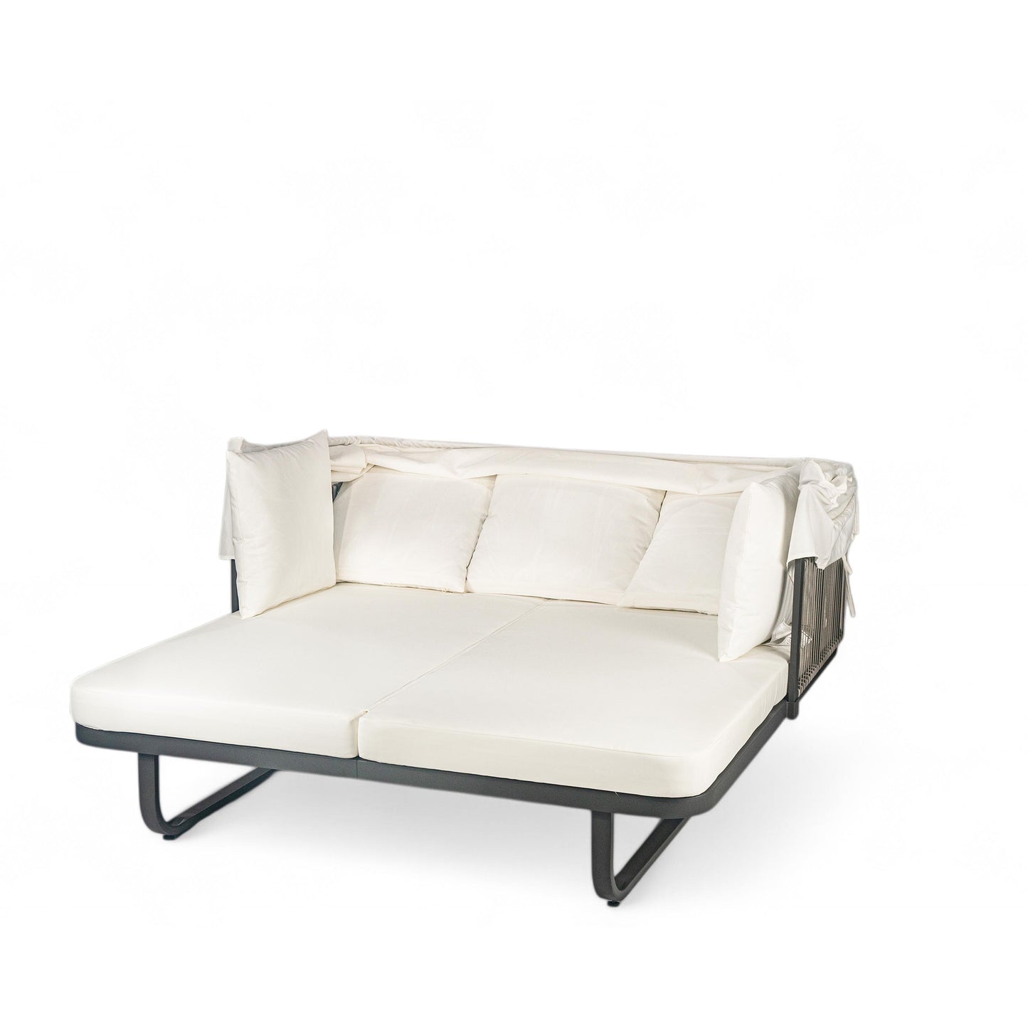 Outdoor Patio Daybed Rattan Daybed Outdoor Sunbed With Detachable Pillows For Patio, Backyard, Pool - Beige