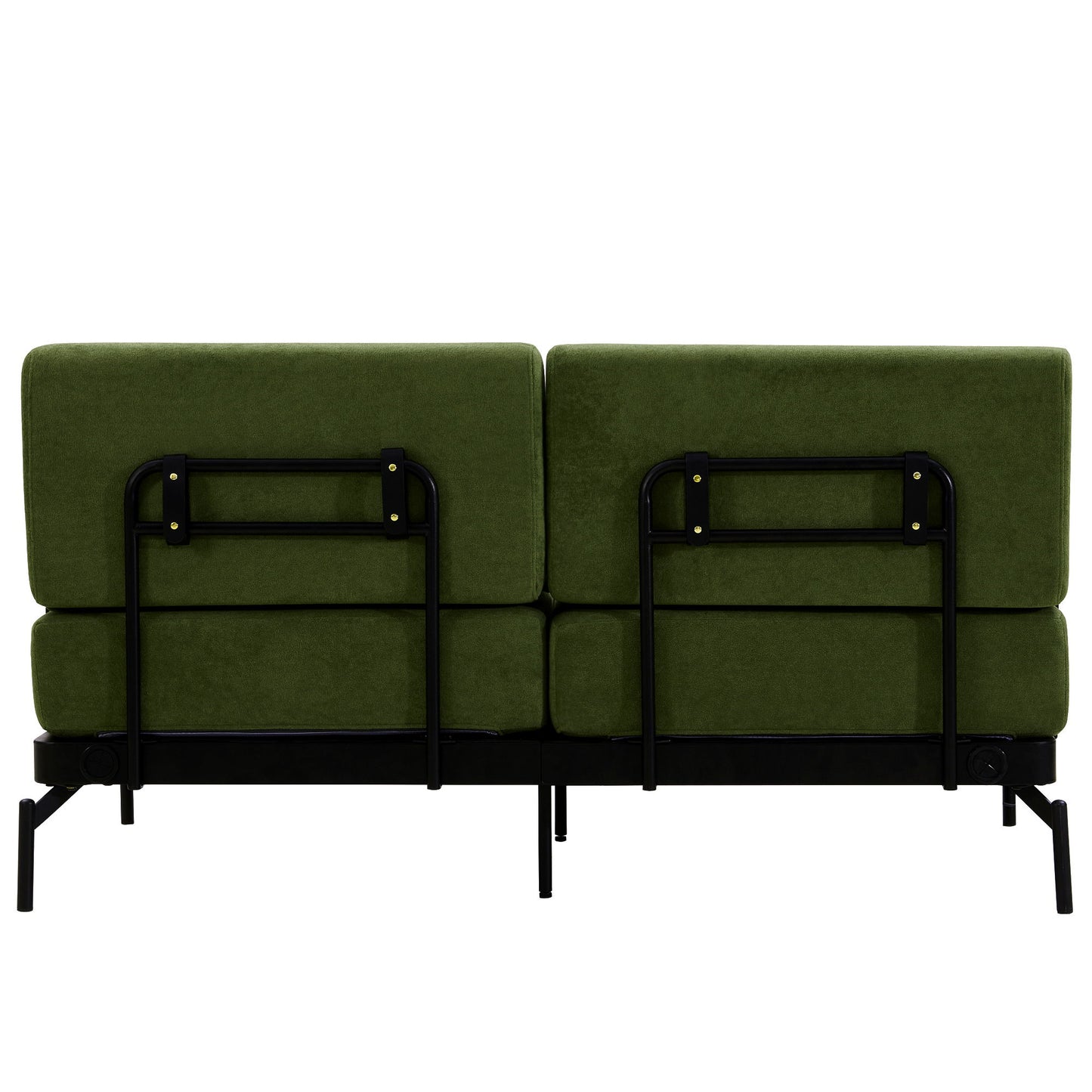 Modern Loveseat Sofa 2 Seater With USB Ports, Cylindrical Armrests - Green