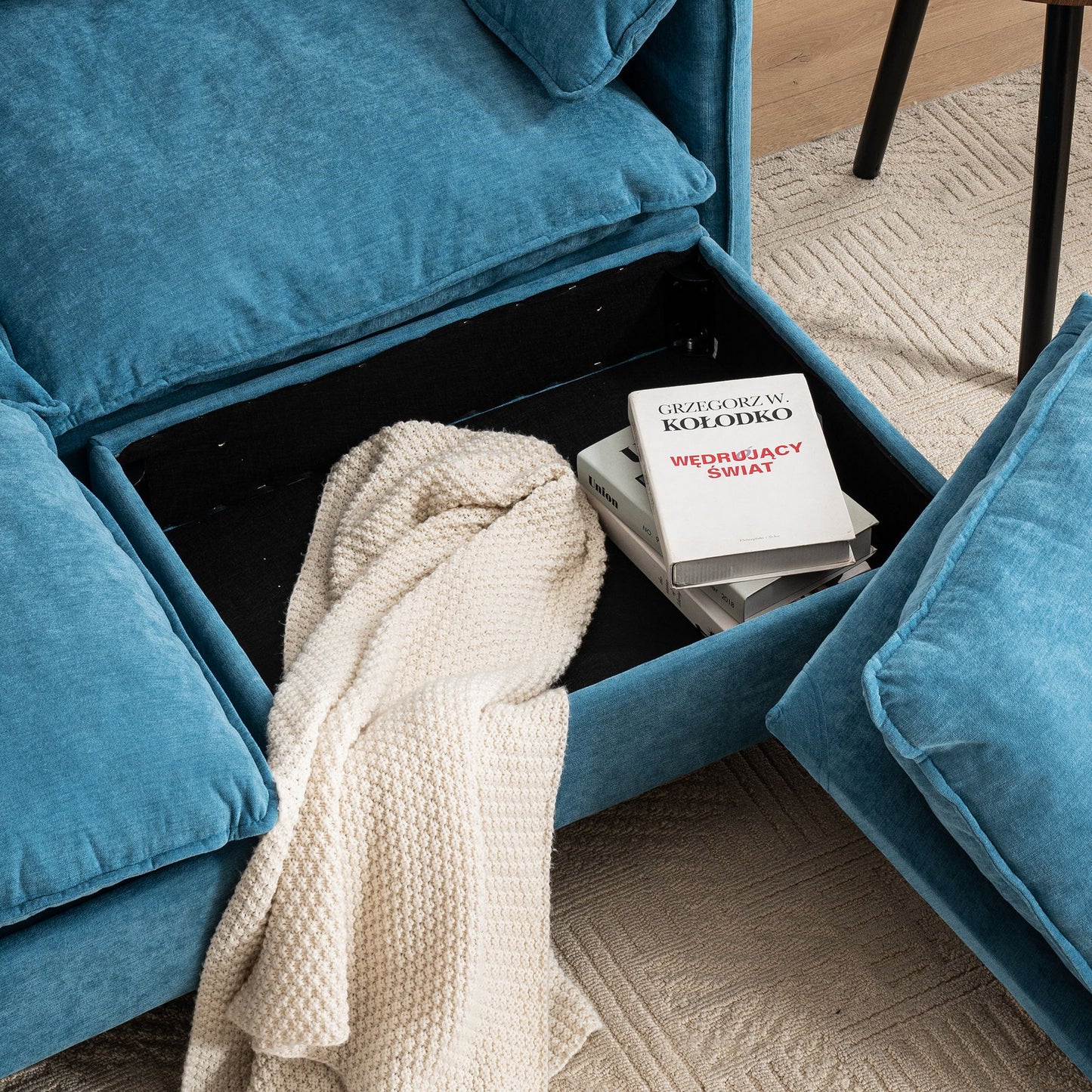 Convertible Combination Sofa, Sofa U Shaped, Sofa With Footstools With Storage Sofa For Living Room, Living Room 2 Seater Combination Sofa - Blue